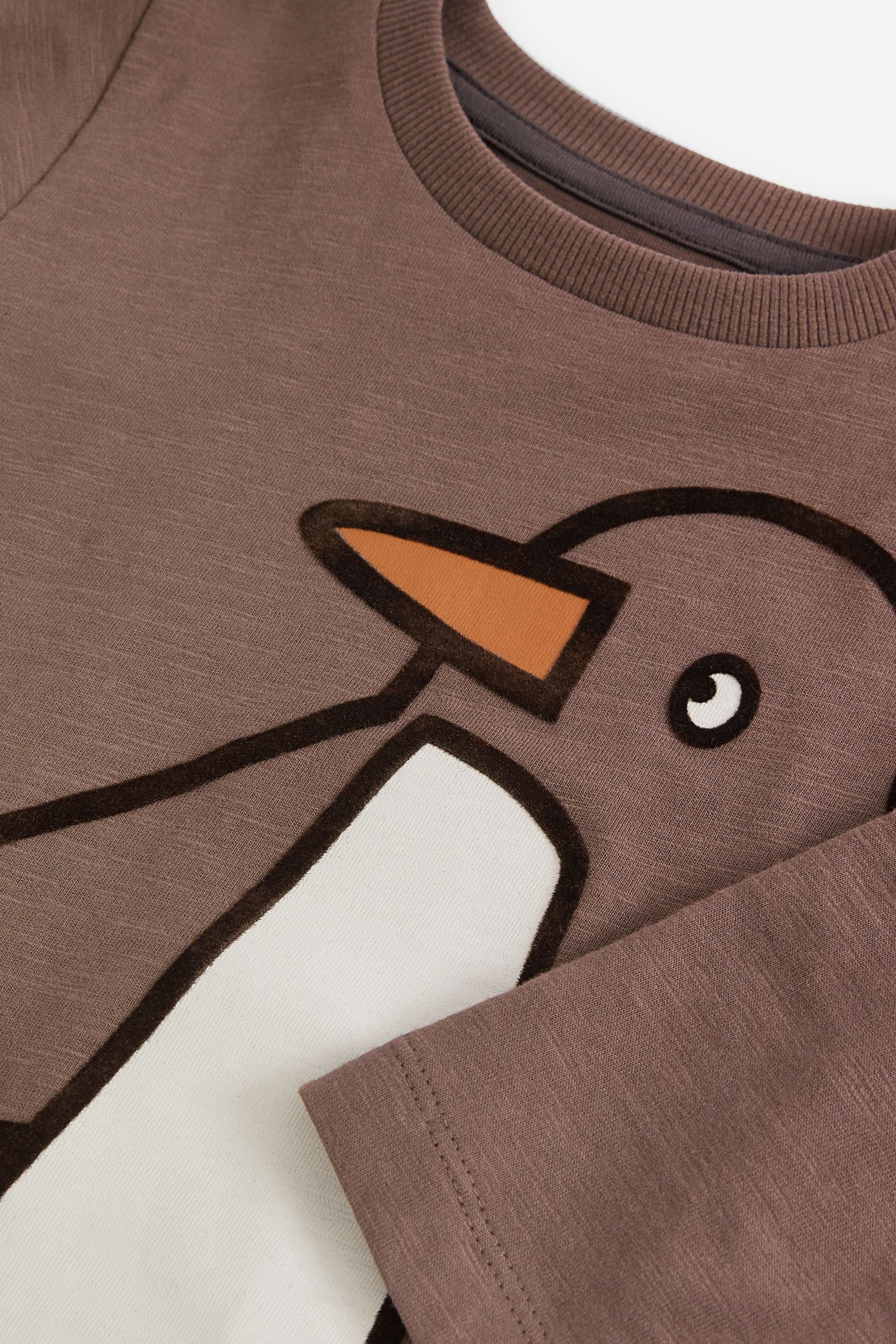 Brown Penguin Long Sleeve Character T-Shirt (3mths-7yrs)