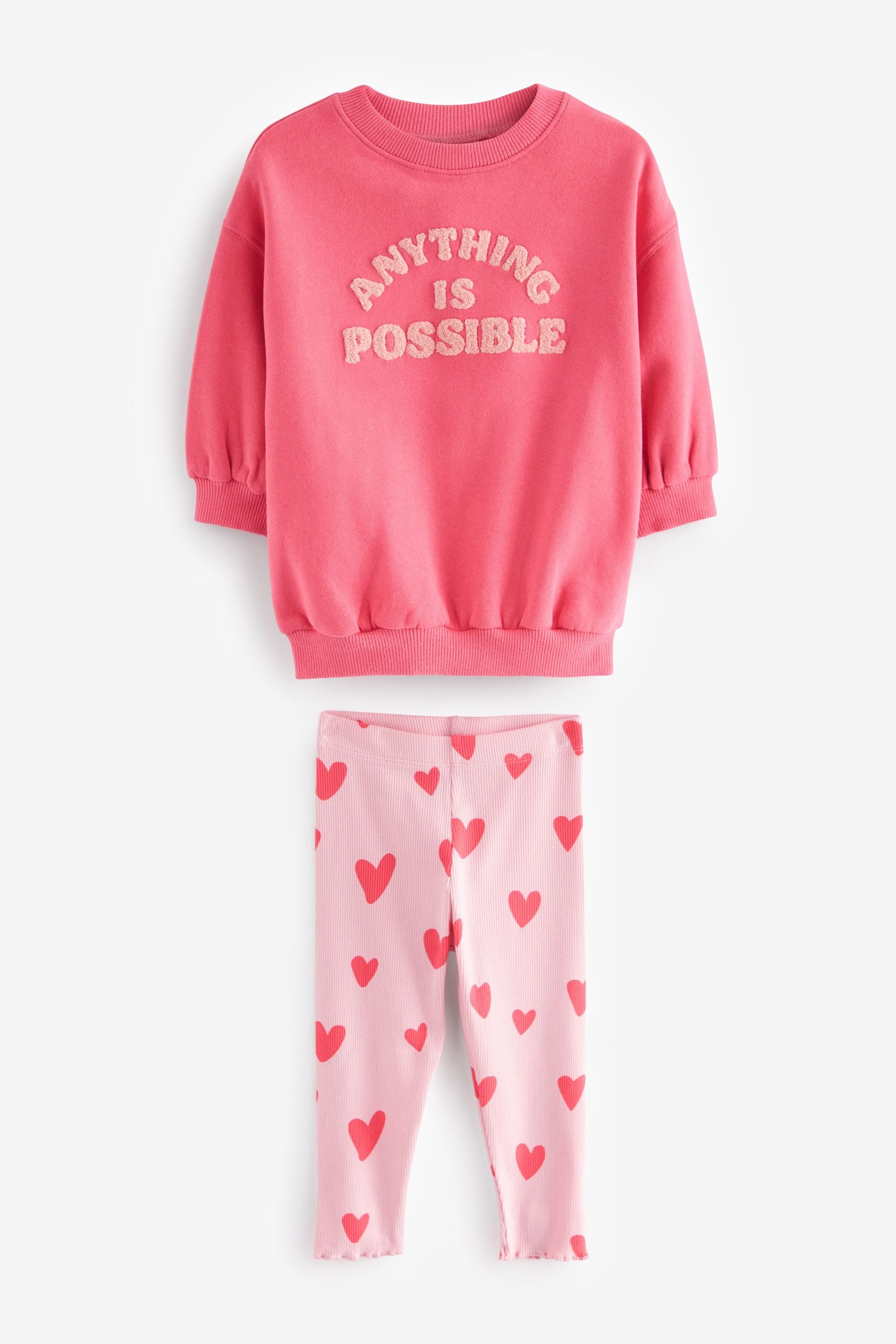 Bright Pink Printed Sweatshirt and Leggings Set (3mths-7yrs)