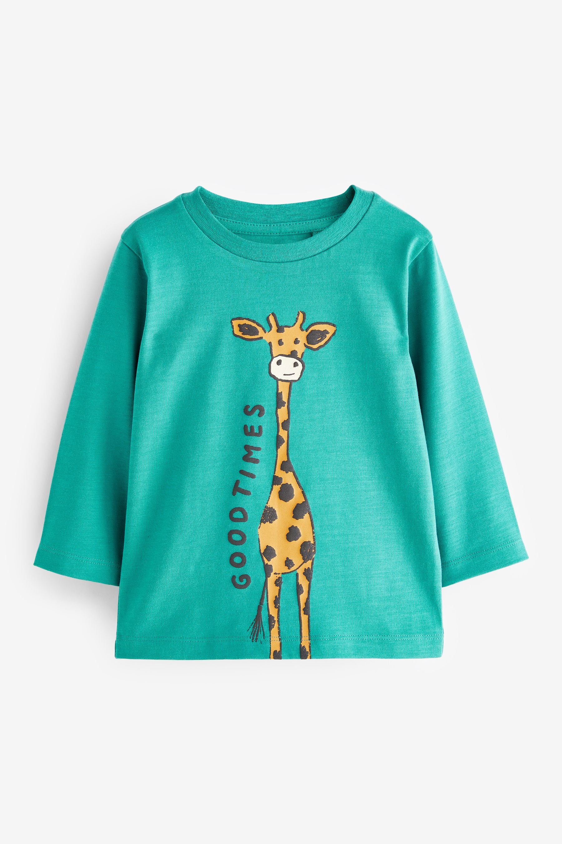 Teal Blue Giraffe Long Sleeve Character T-Shirt (3mths-7yrs)