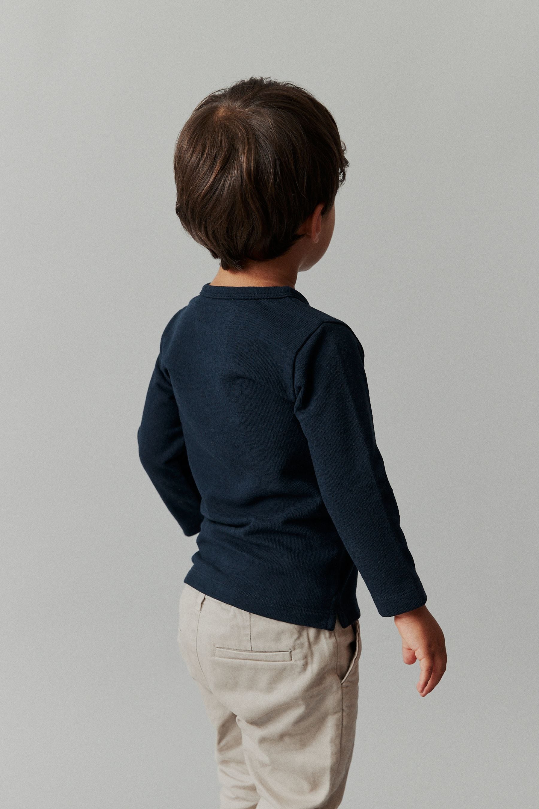 Navy Long Sleeve Henley Neck T-Shirt (3mths-7yrs)