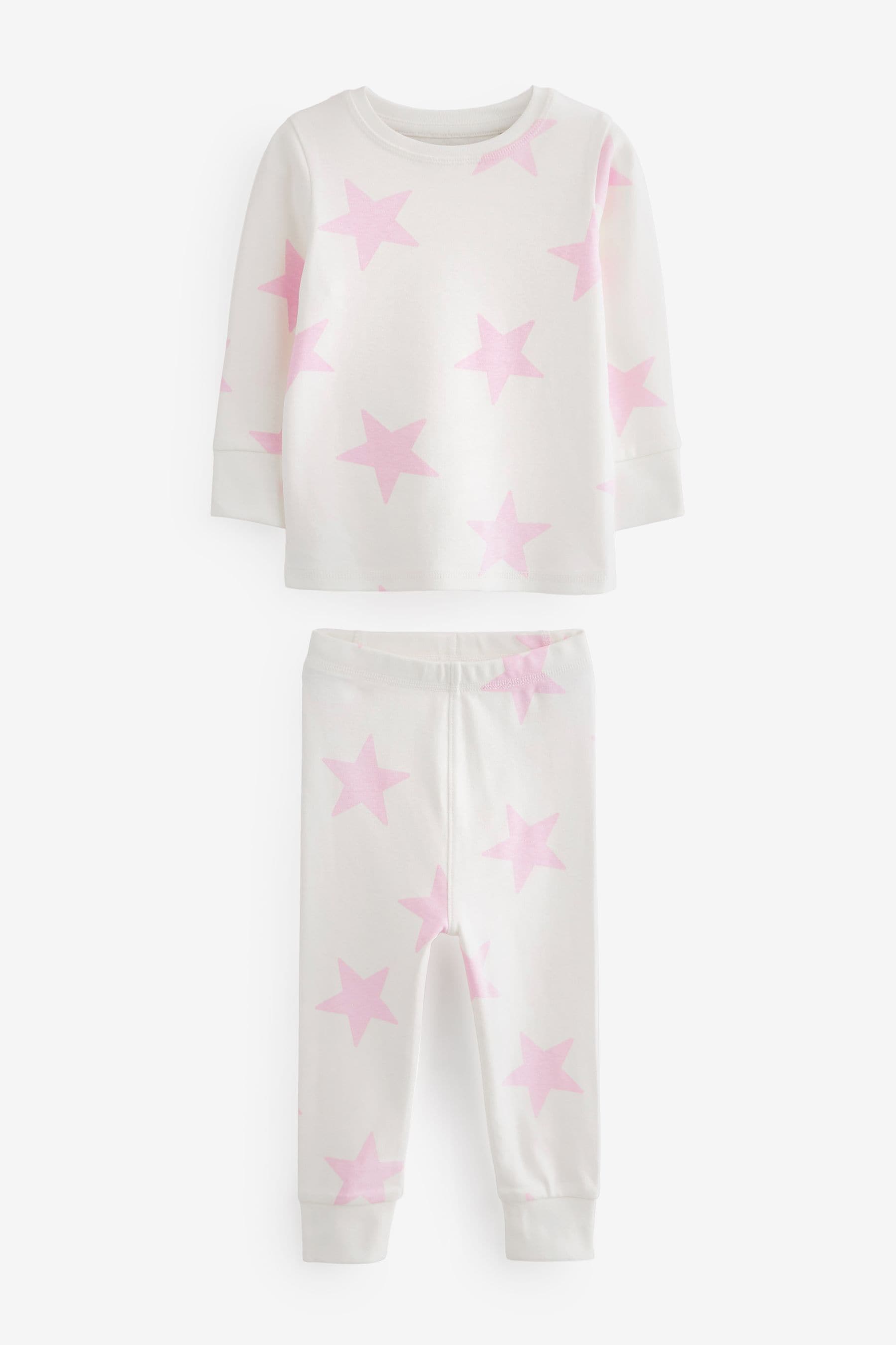 Pink/White Heart, Spot And Star Pyjamas 3 Pack (9mths-12yrs)