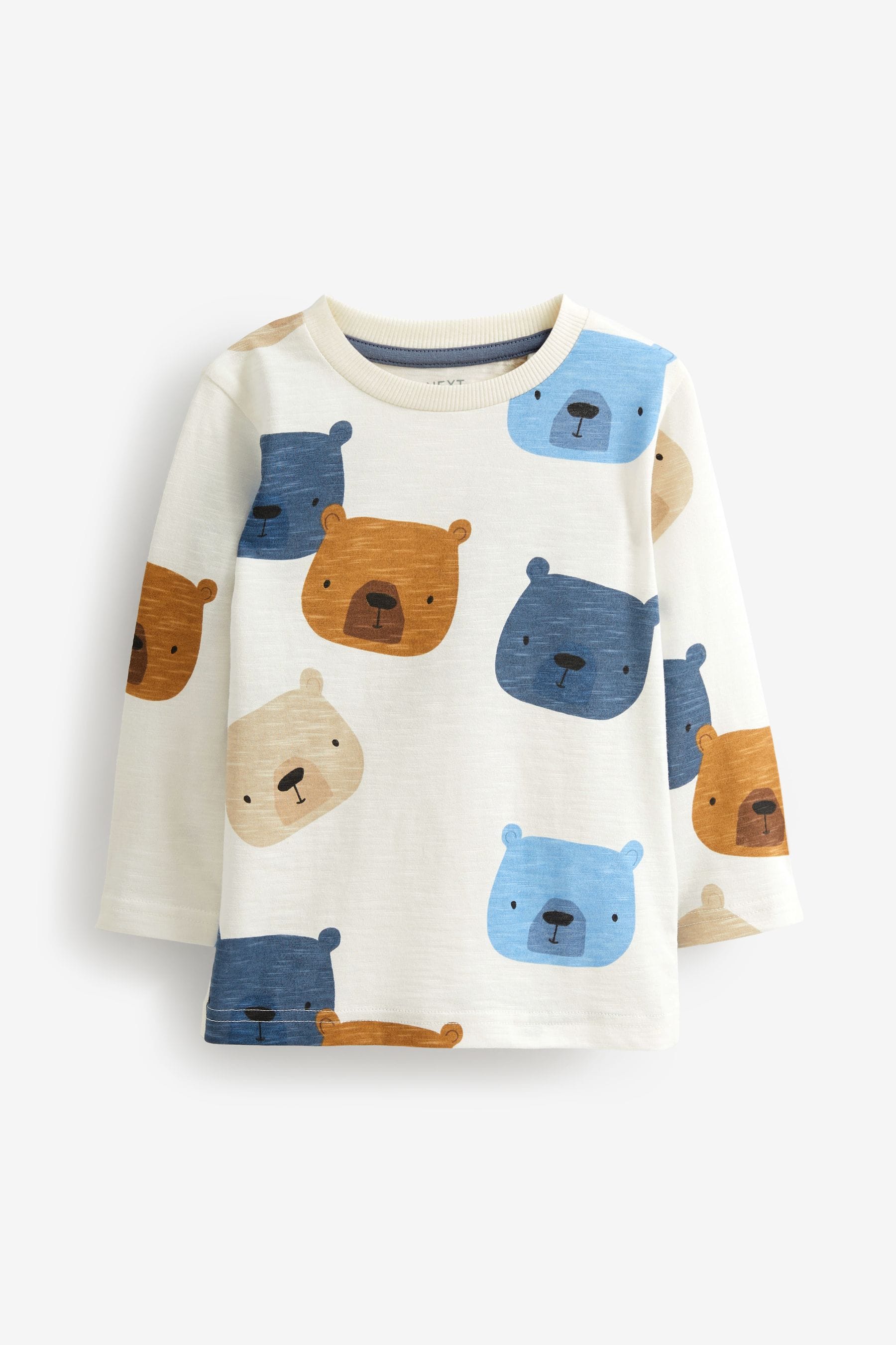 Blue/Brown Peekaboo Bear Long Sleeve Character T-Shirts 3 Pack (3mths-7yrs)