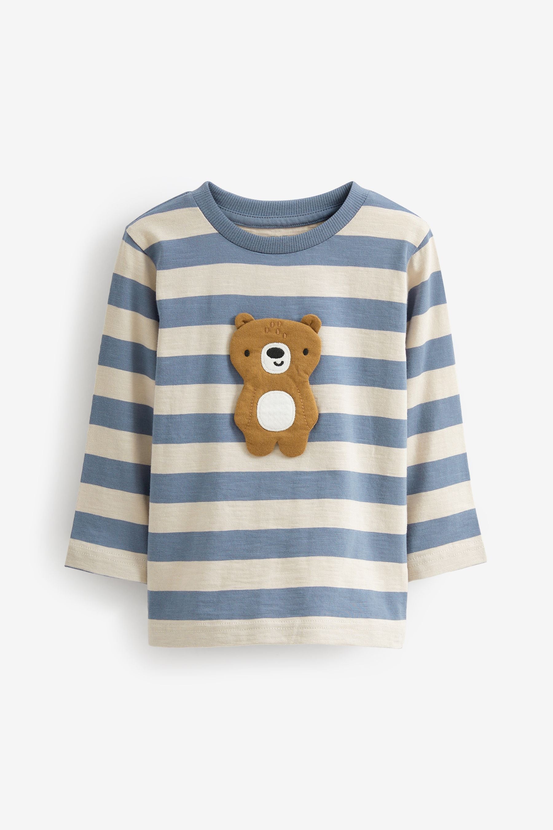 Blue/Brown Peekaboo Bear Long Sleeve Character T-Shirts 3 Pack (3mths-7yrs)