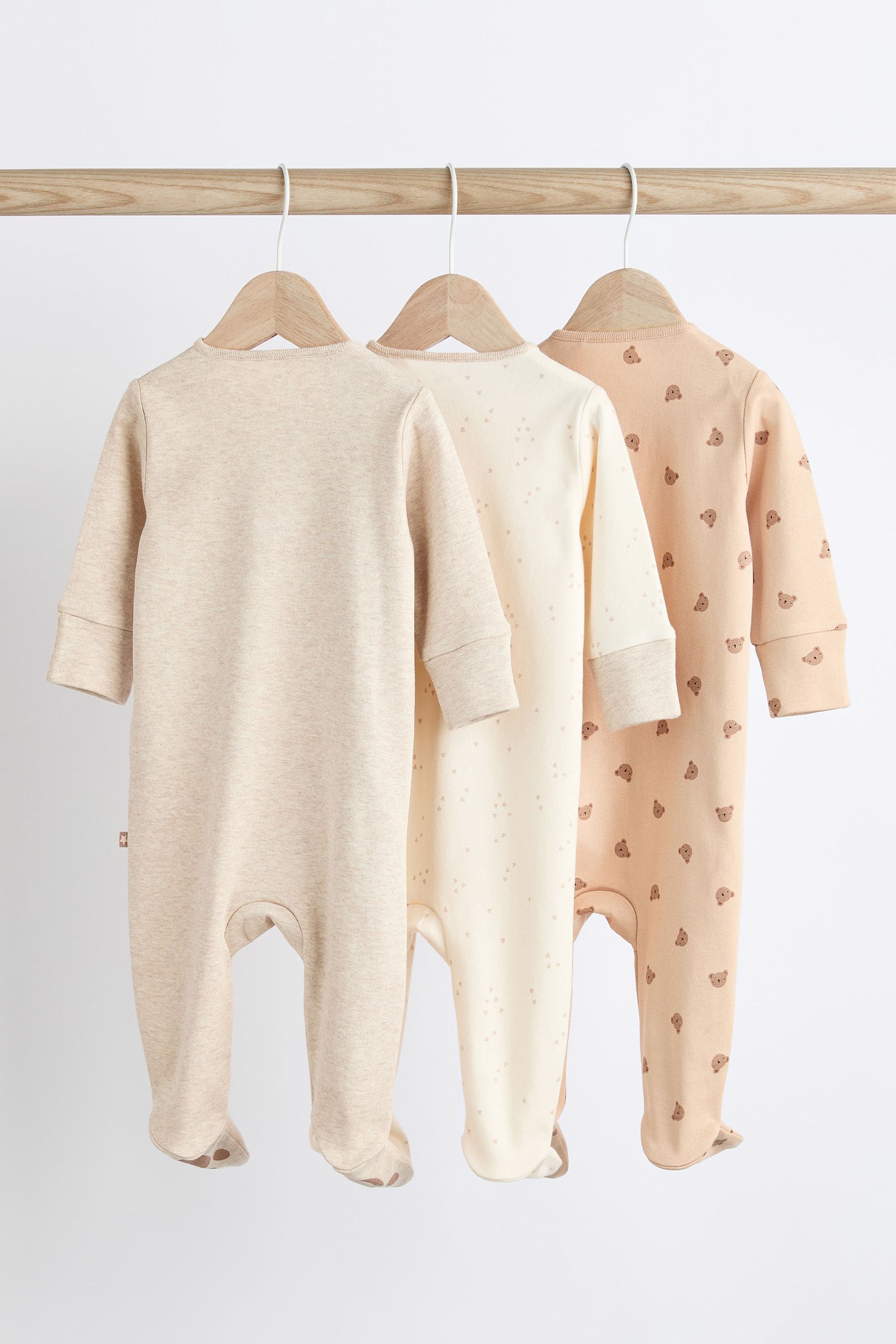 Neutral Baby Cotton Sleepsuits 3 Pack (0-2yrs)