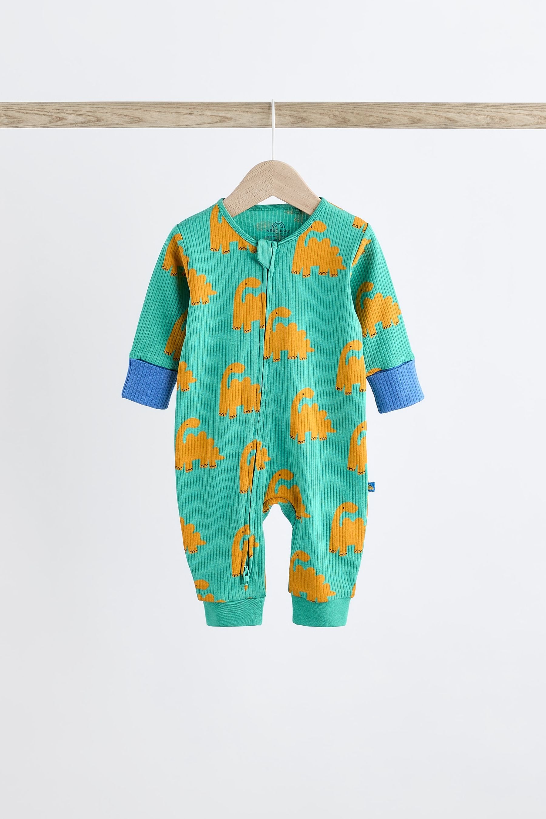 Bright Dino Baby Footless Zip 100% Cotton Sleepsuits 3 Pack (0mths-3yrs)