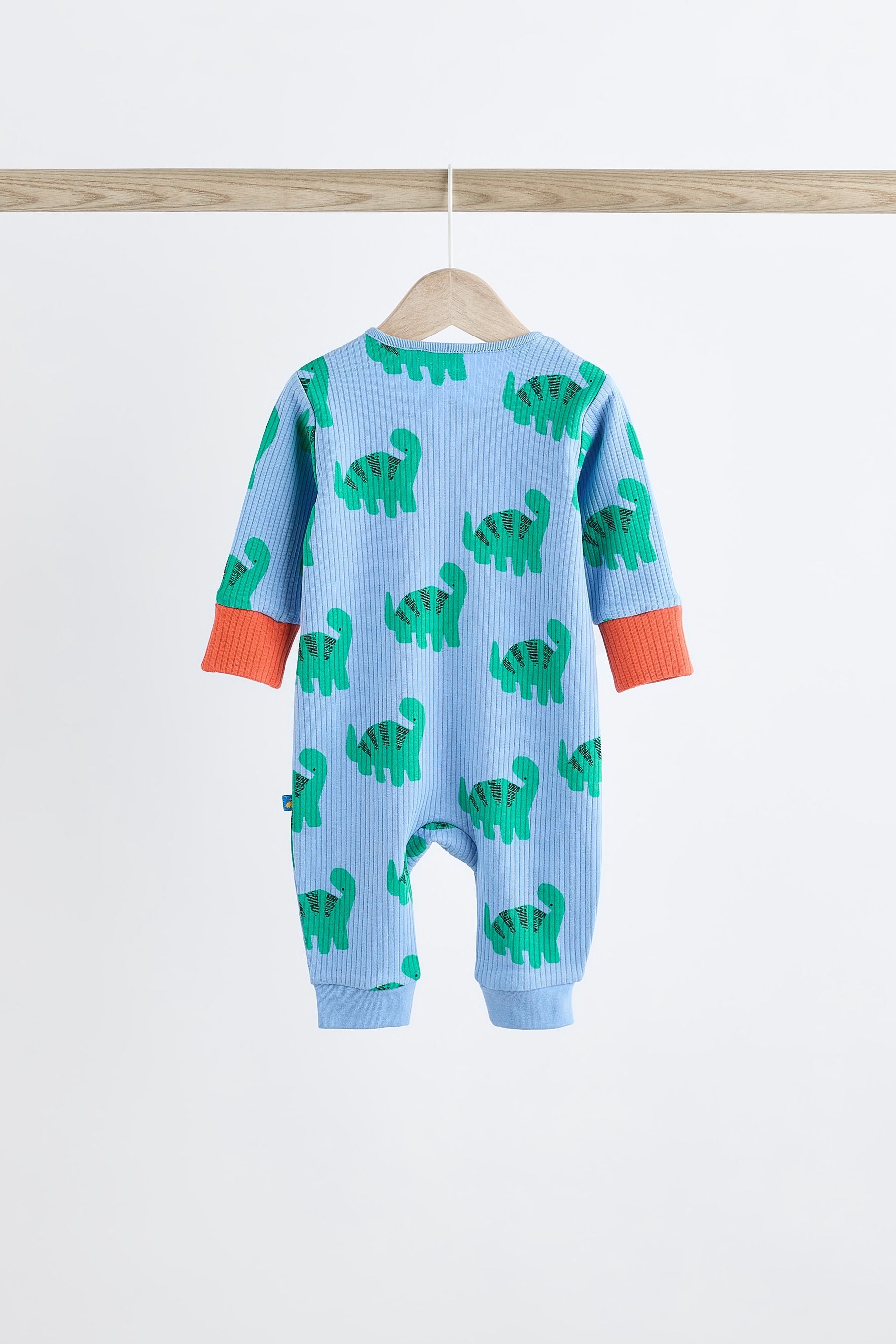 Bright Dino Baby Footless Zip 100% Cotton Sleepsuits 3 Pack (0mths-3yrs)