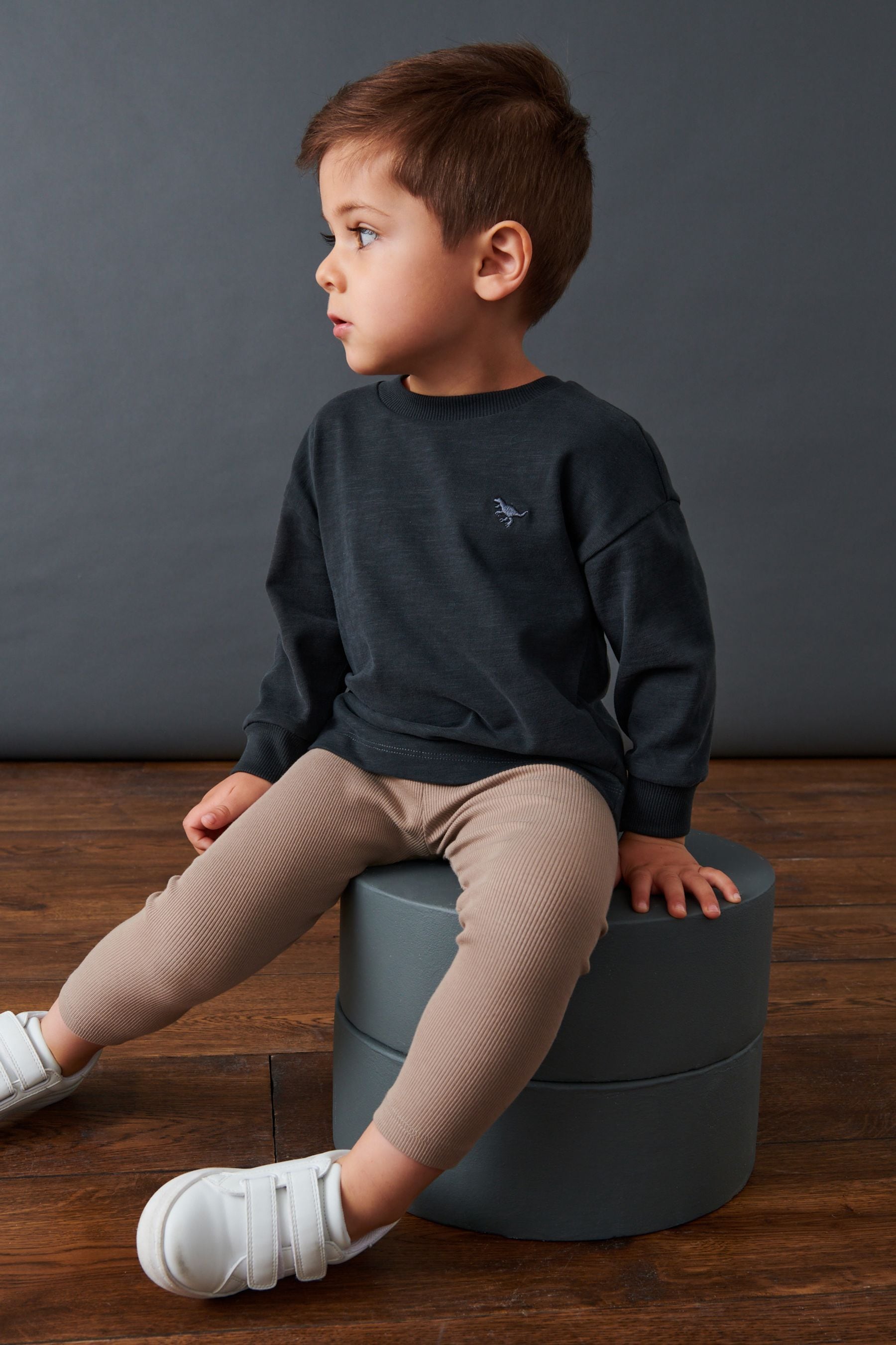 Charcoal Grey 100% Cotton Long Sleeve T-Shirt and Leggings Set (3mths-7yrs)