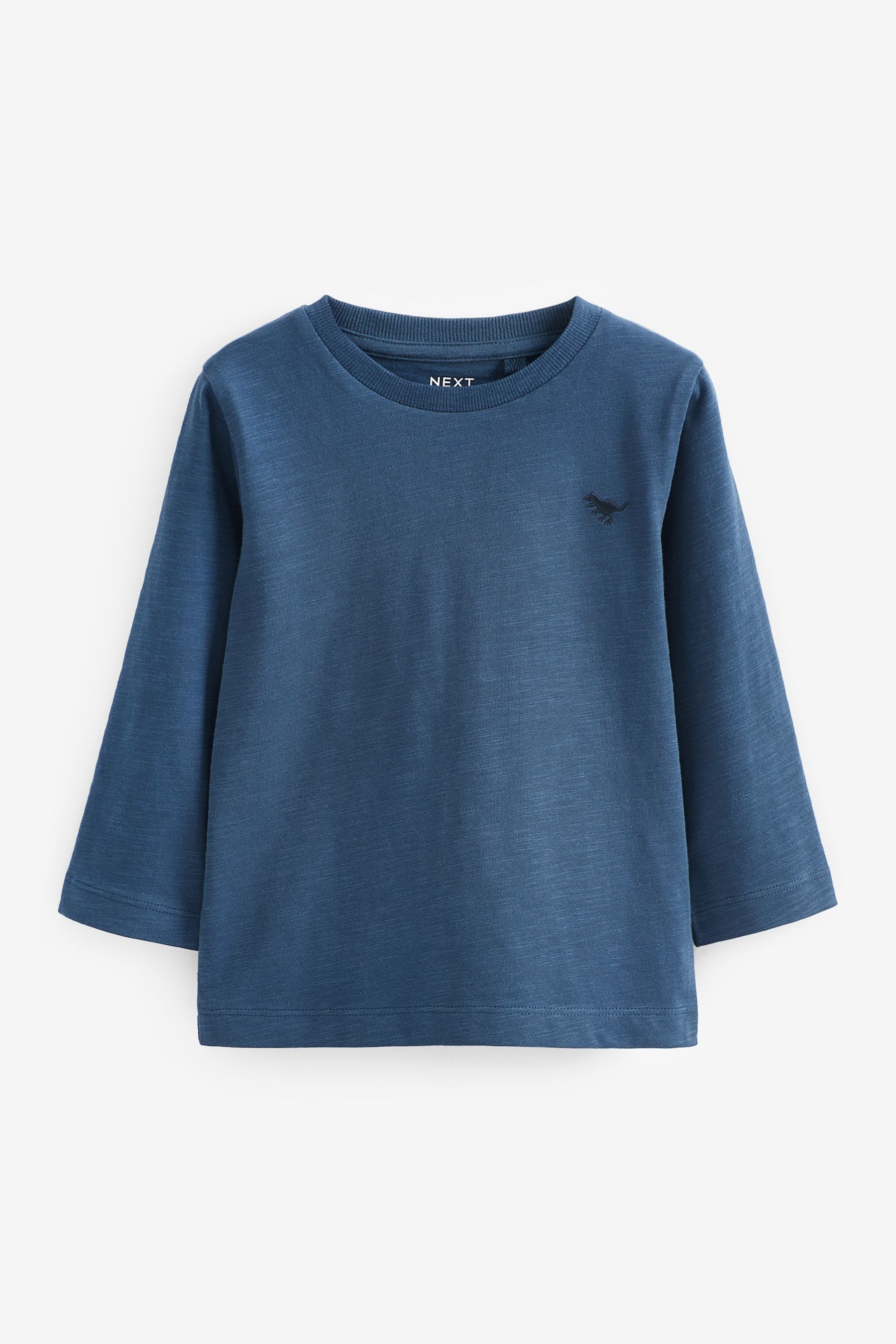 Mid Blue Long Sleeve Plain T-Shirt (3mths-7yrs)