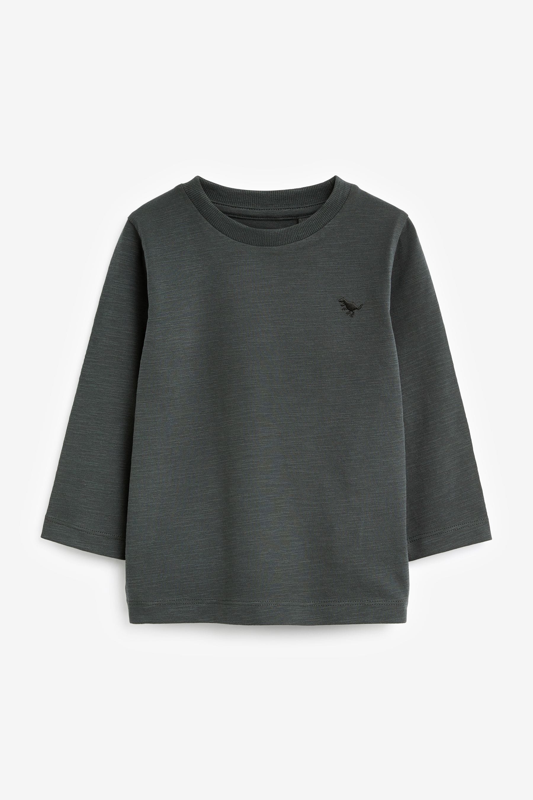 Charcoal Grey 100% Cotton Long Sleeve Plain T-Shirt (3mths-7yrs)