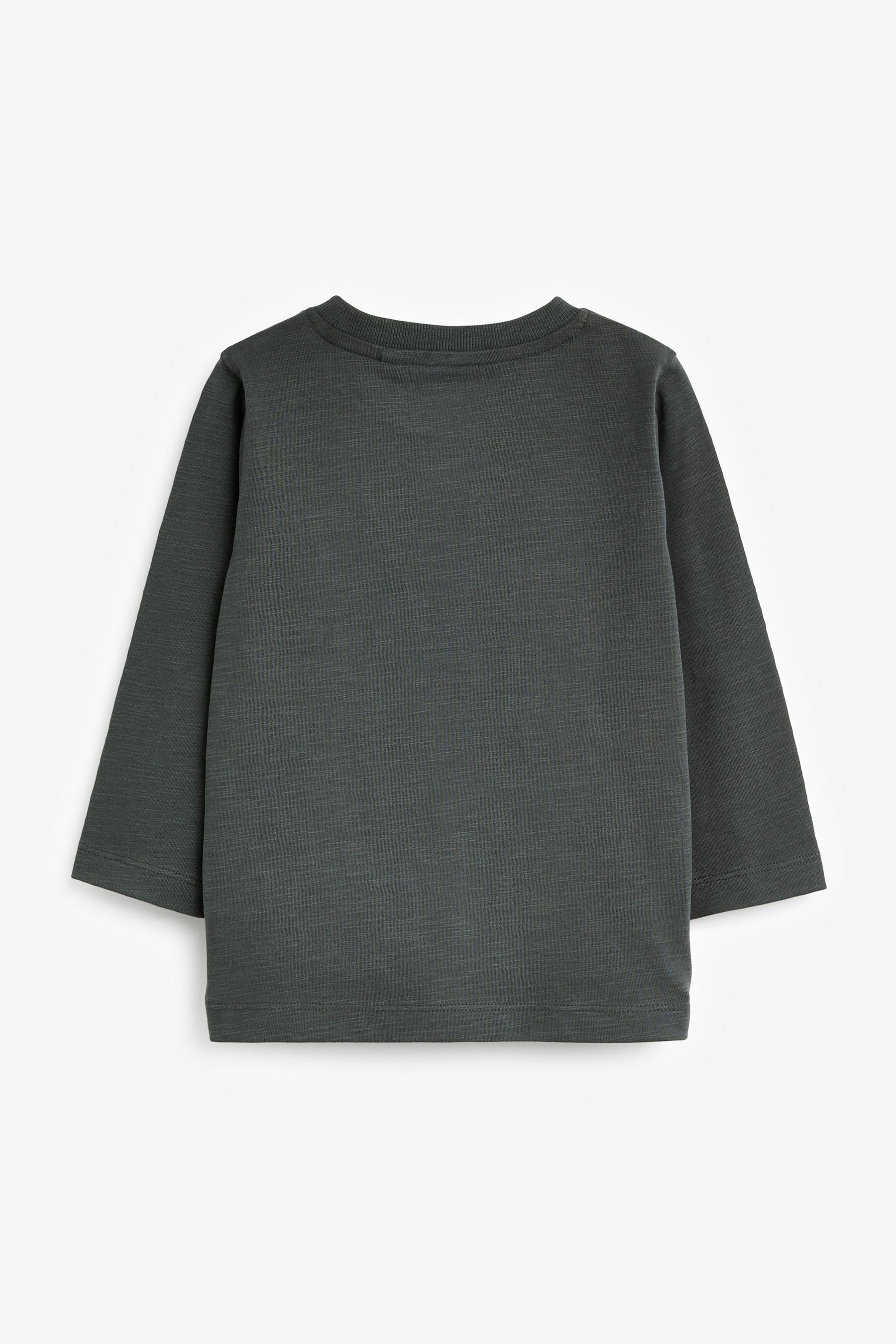 Charcoal Grey 100% Cotton Long Sleeve Plain T-Shirt (3mths-7yrs)