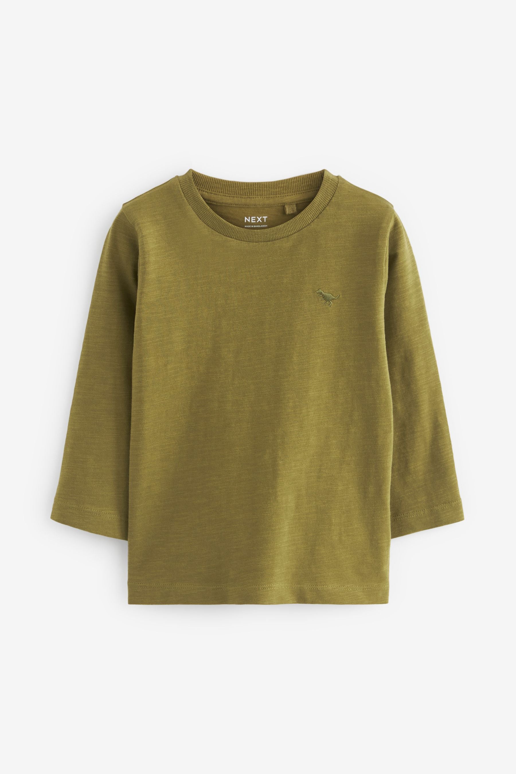 Olive Green Long Sleeve Plain T-Shirt (3mths-7yrs)