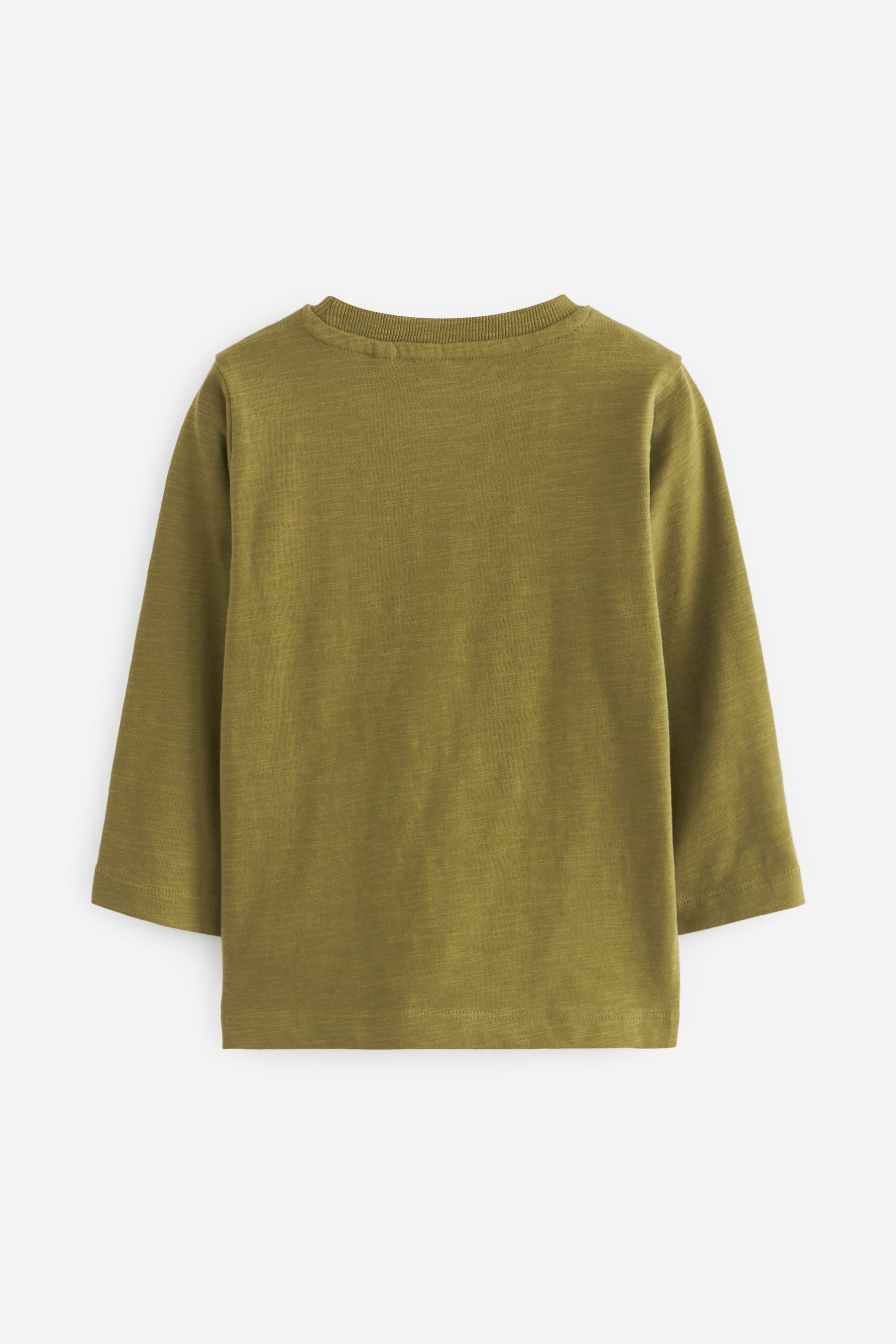 Olive Green Long Sleeve Plain T-Shirt (3mths-7yrs)