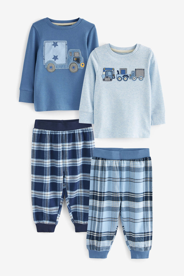 Blue Transport Check Pyjamas 2 Pack (9mths-8yrs)