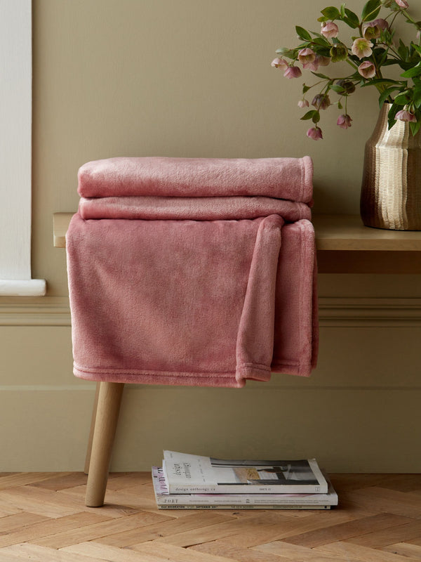 Blush Pink Plush Fleece Throw