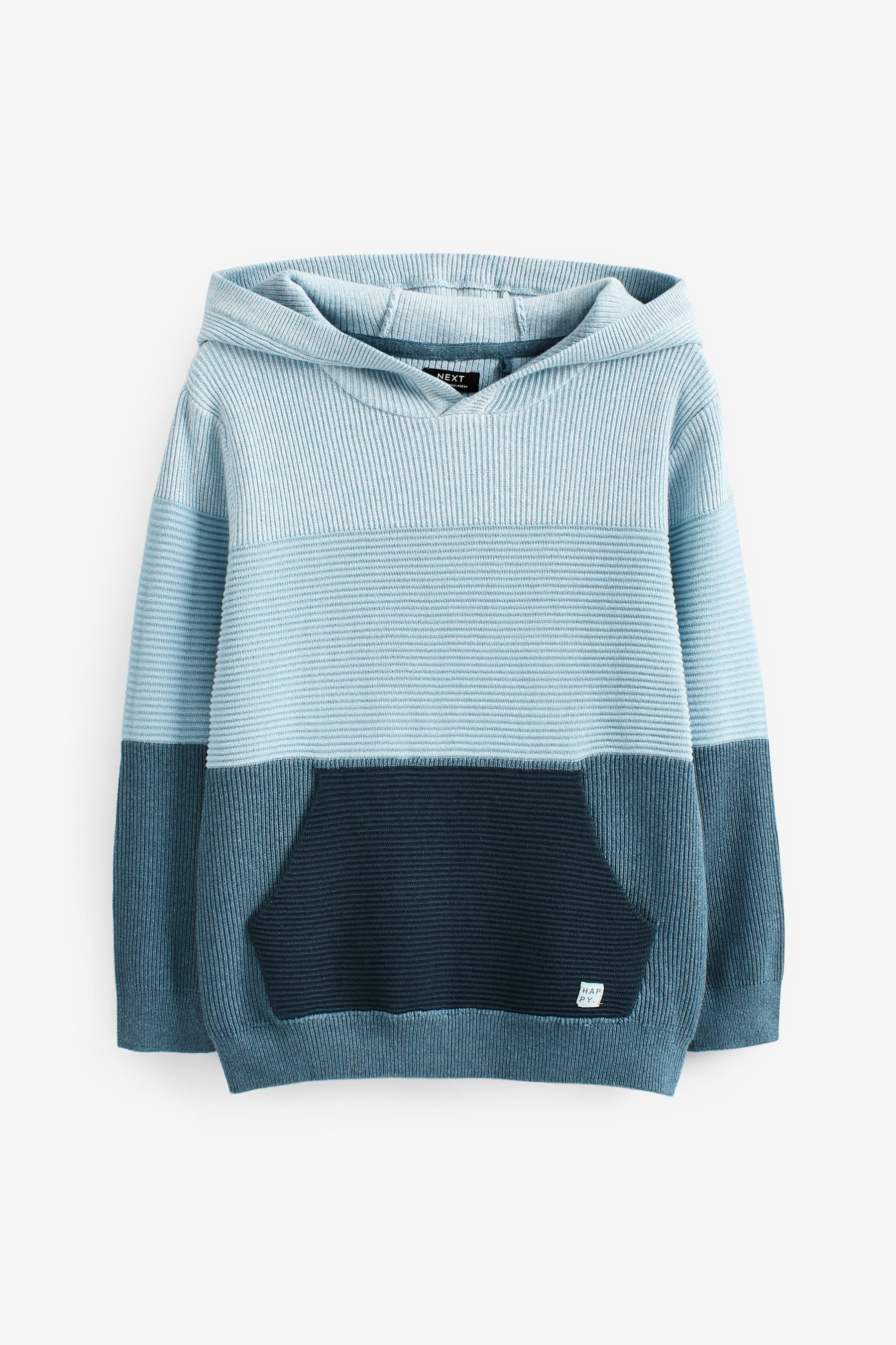 Blue Knitted Textured Hoodie (3mths-7yrs)