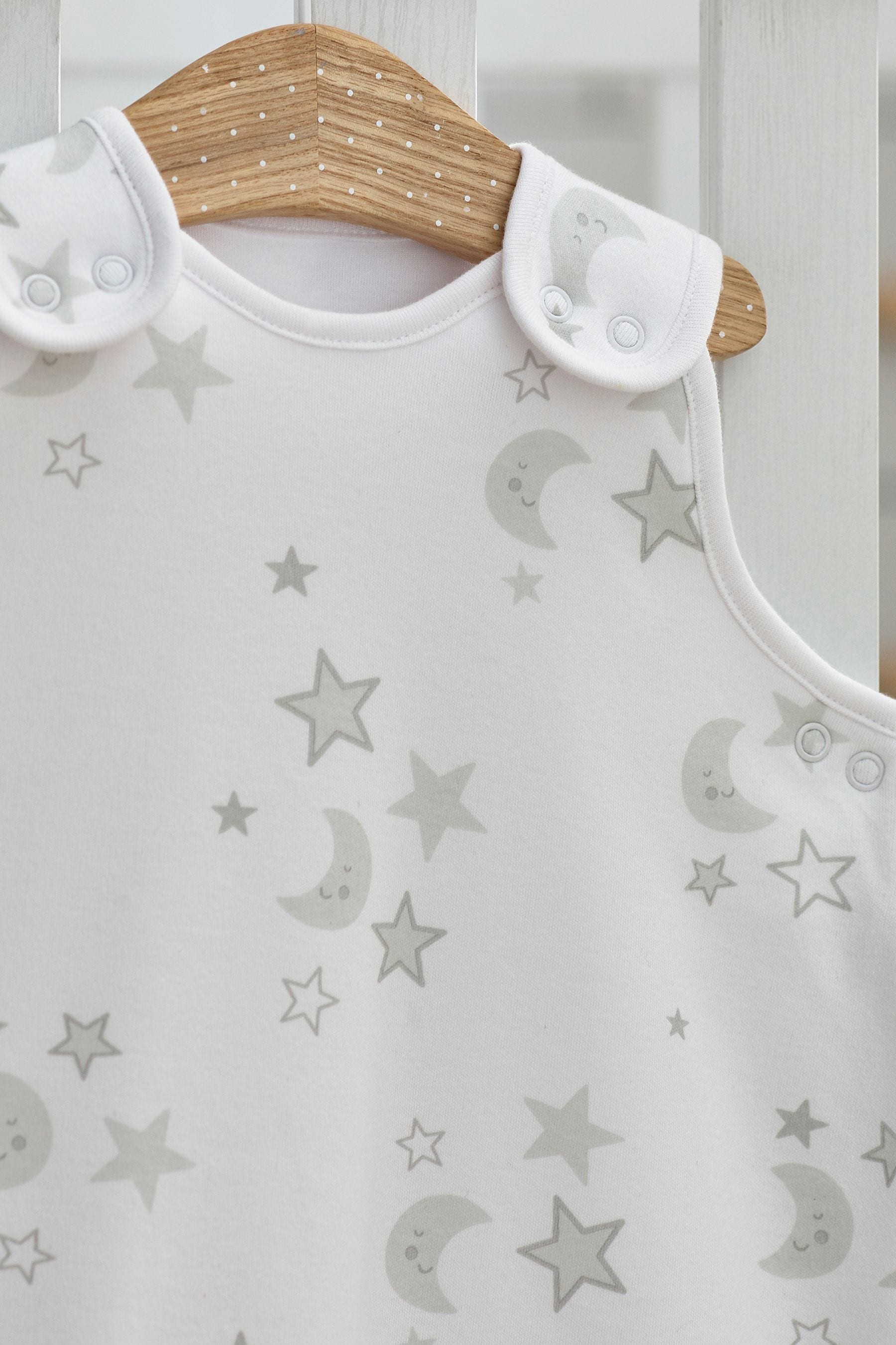 White Grey Moon & Stars Hip Dysplasia 100% Cotton Sleep Bag