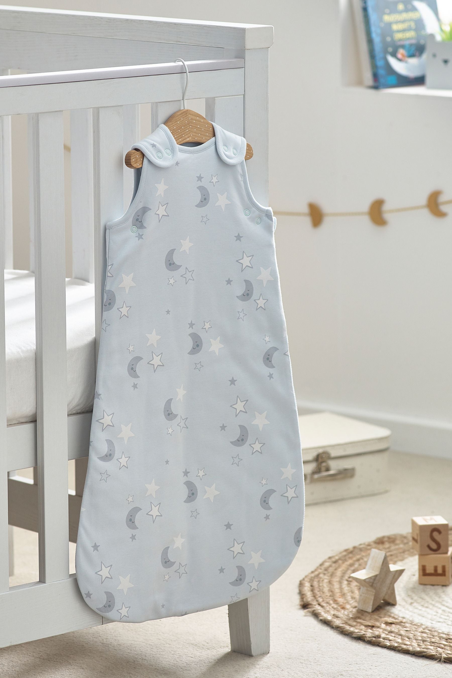 Blue Moon & Stars Baby 100% Cotton 2.5 Tog Sleep Bag