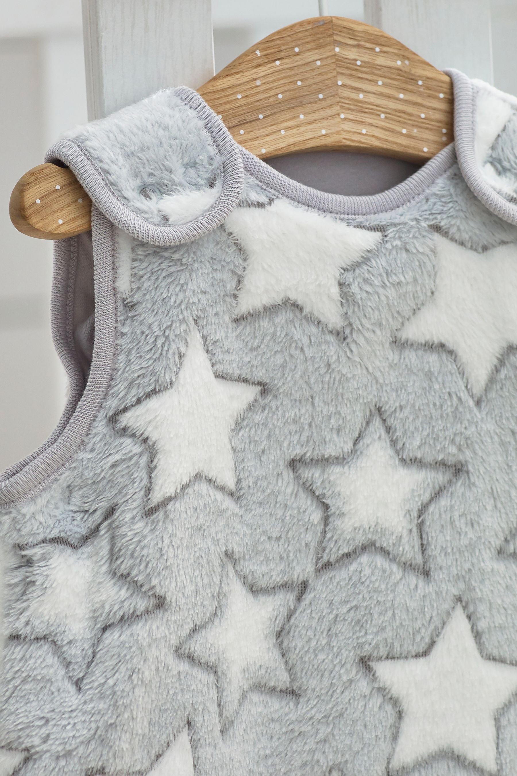 Grey Stars 2.5 Tog Fleece Supersoft Baby Sleep Bag