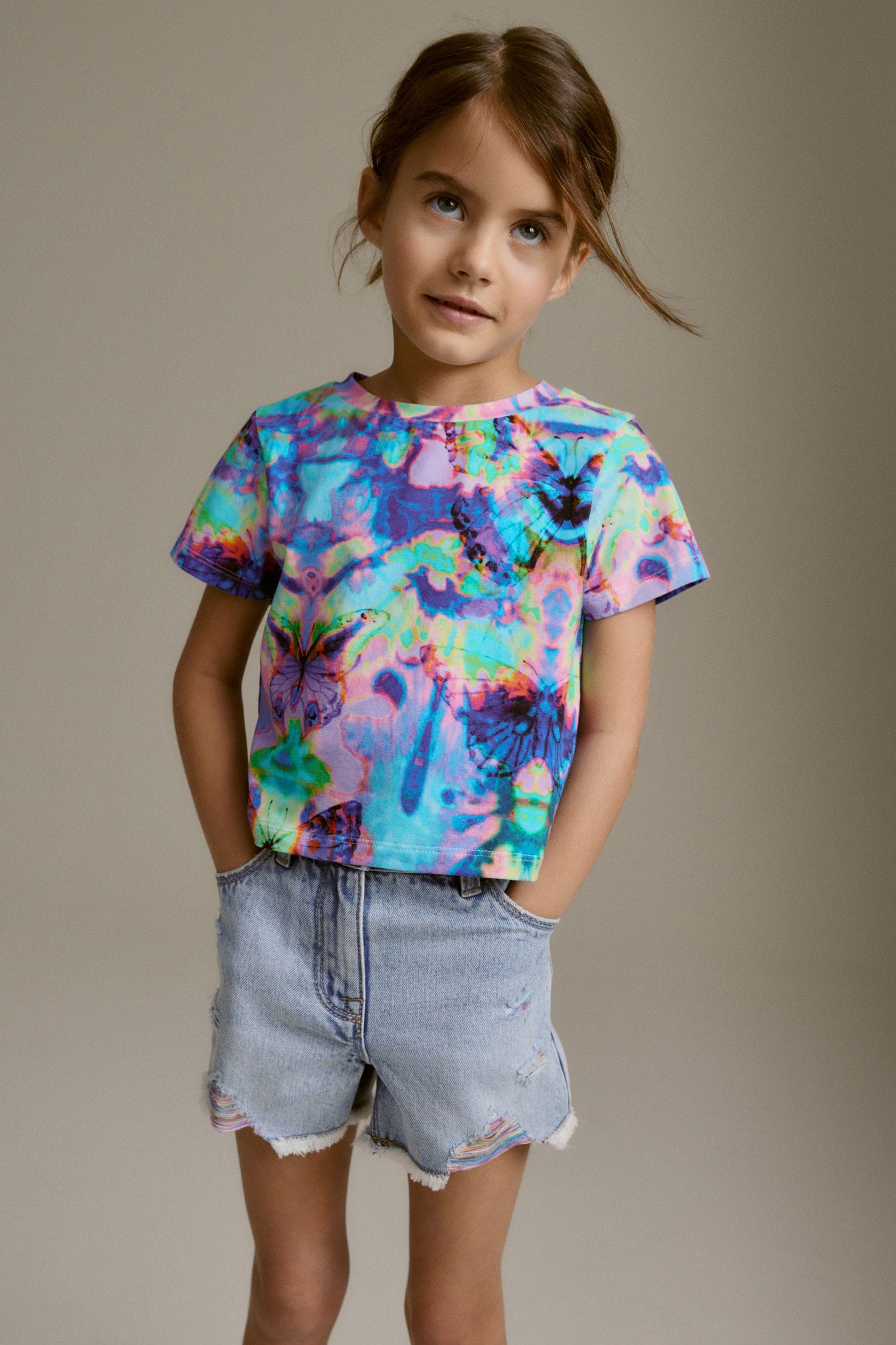 Blue Butterfly Boxy T-Shirt (3-16yrs)