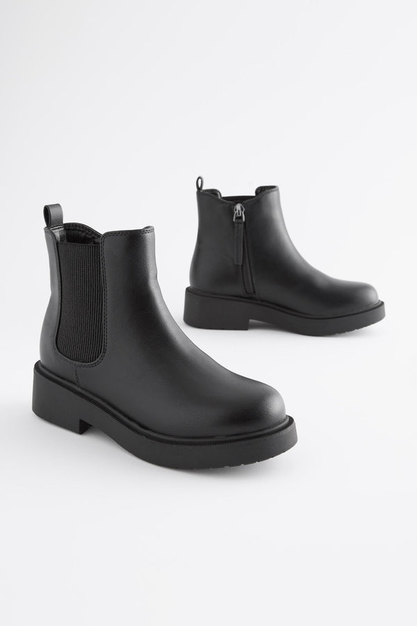 Matt Black Chunky Chelsea Boots