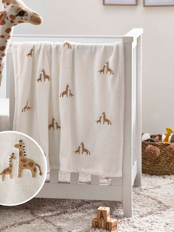 White Giraffe Fleece Baby Blanket