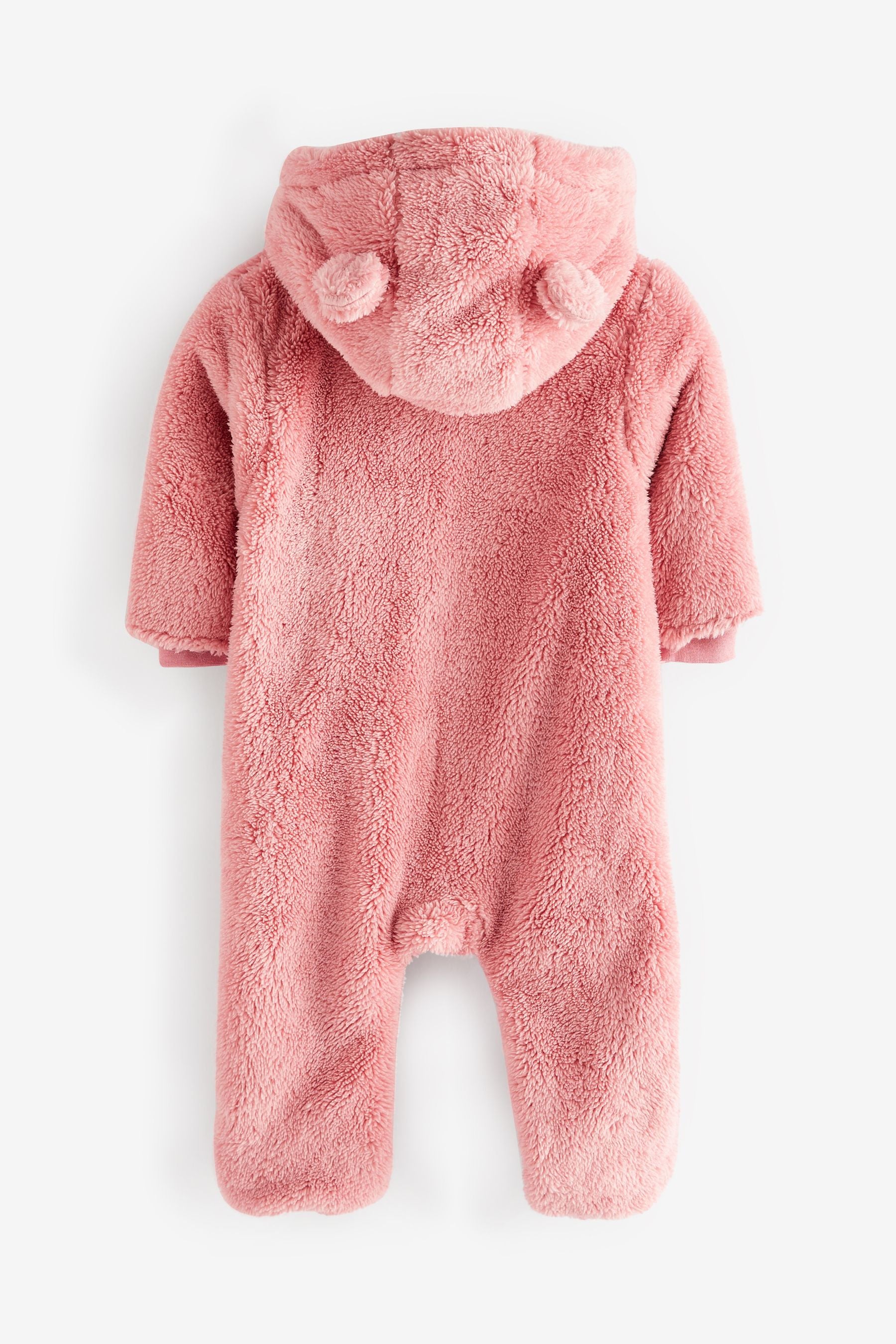 Pink Cosy Fleece Bear Baby Pramsuit (0mths-2yrs)