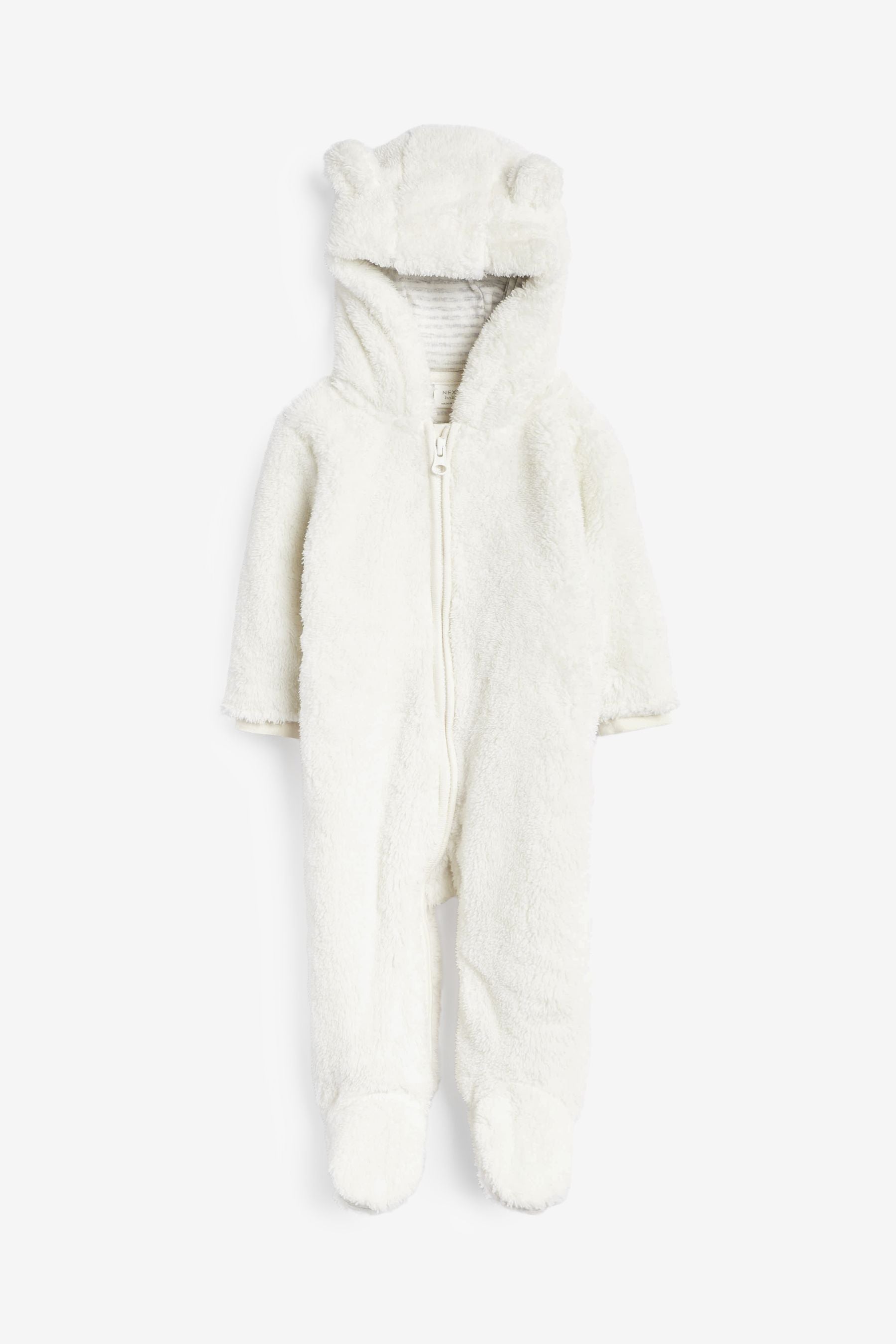 Ecru Cream Cosy Fleece Bear Baby Pramsuit (0mths-2yrs)