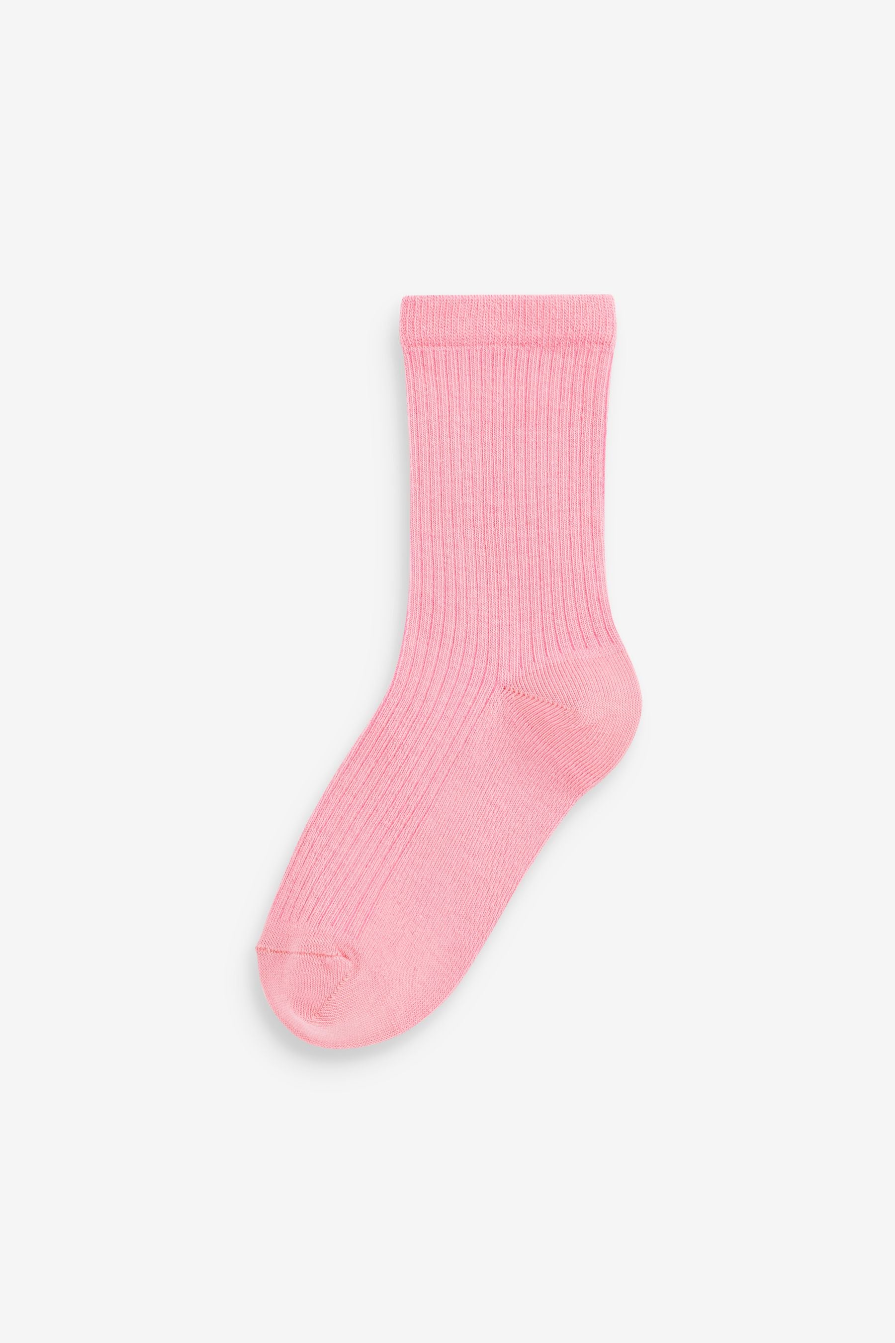 Pink and White 2 Pack Cotton Rich Ribbed Ankle Sport Socks