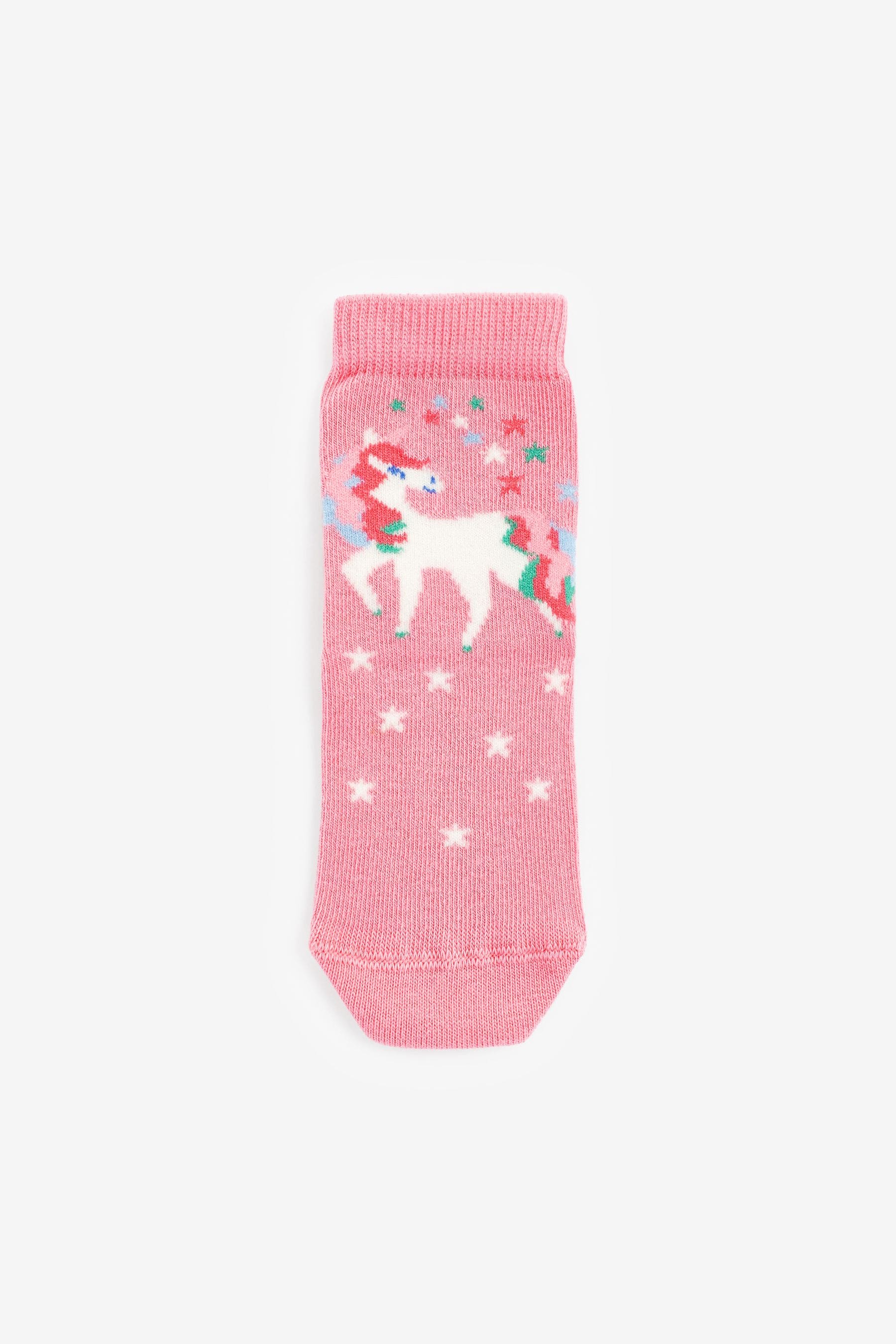 Pink 7 Pack Unicorn Cotton Rich Ankle Socks