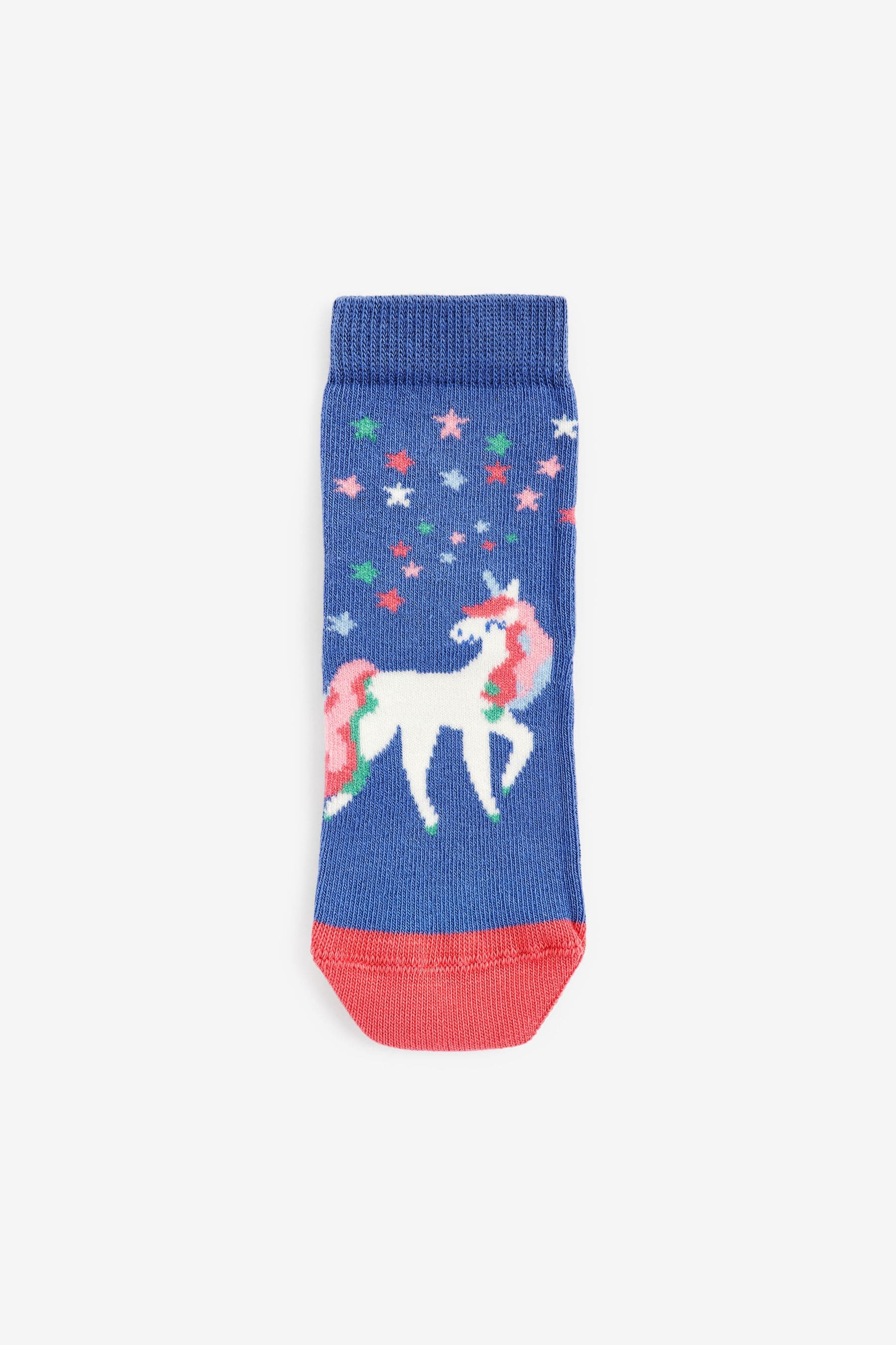 Pink 7 Pack Unicorn Cotton Rich Ankle Socks