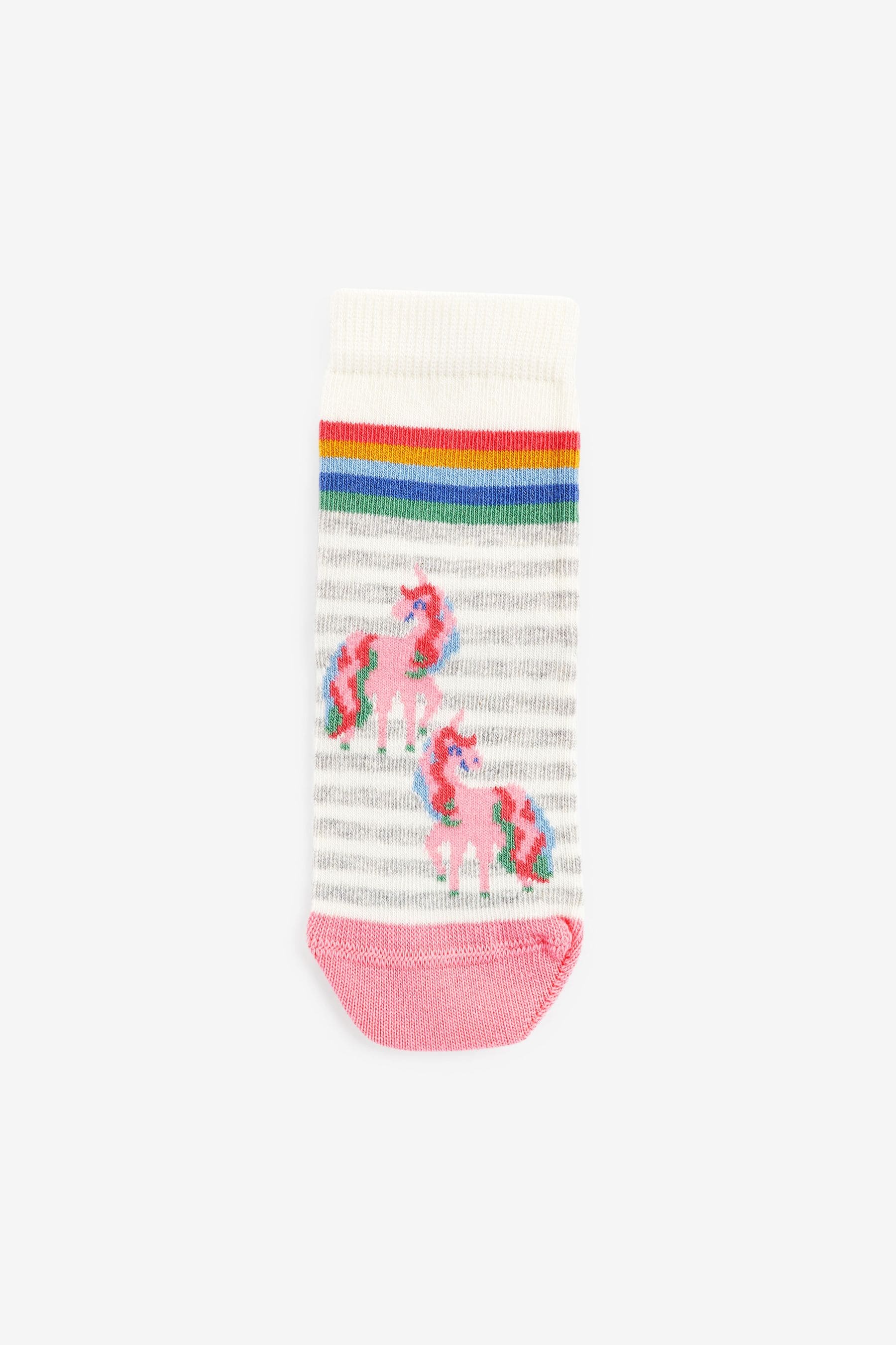 Pink 7 Pack Unicorn Cotton Rich Ankle Socks