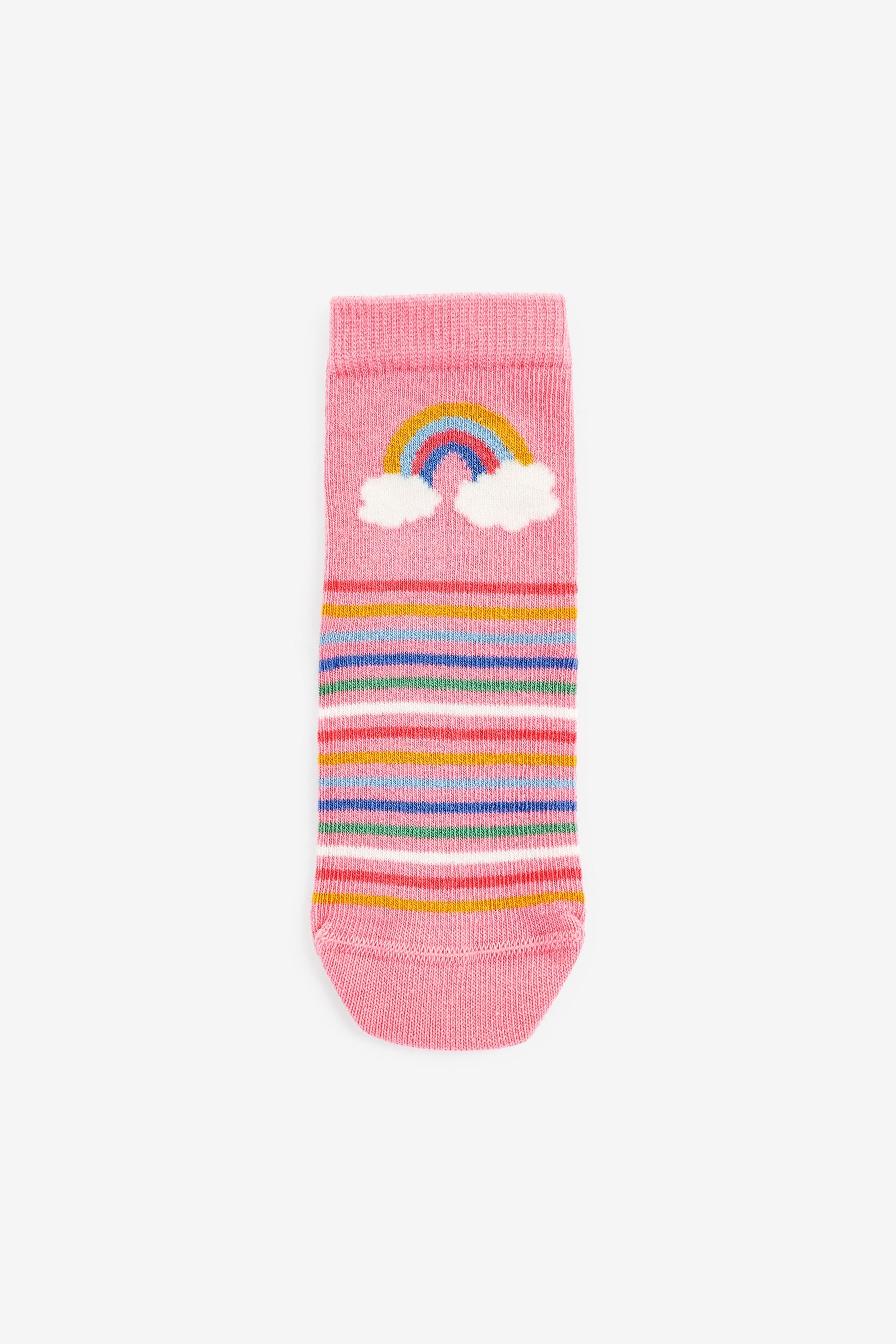 Pink 7 Pack Unicorn Cotton Rich Ankle Socks