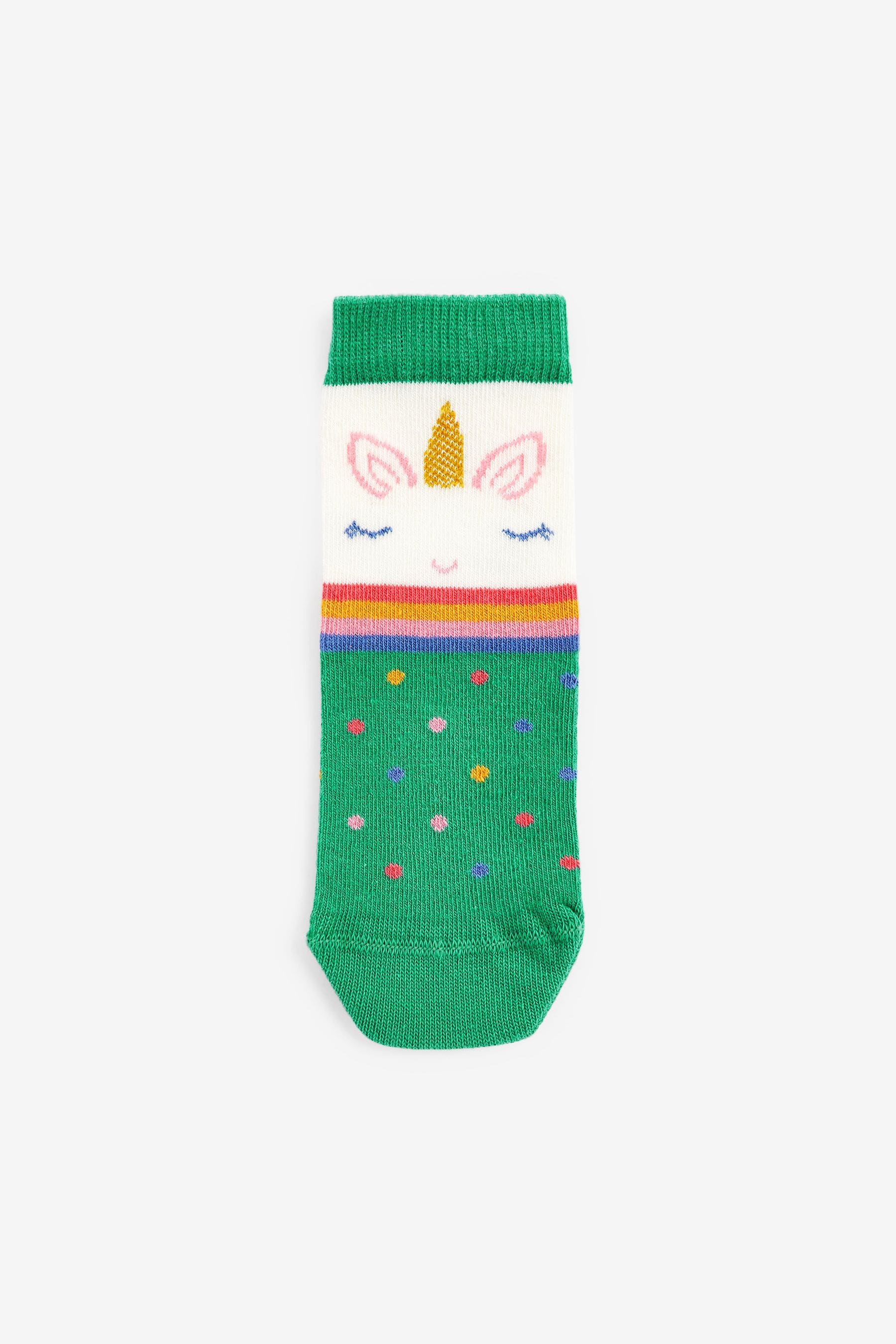 Pink 7 Pack Unicorn Cotton Rich Ankle Socks