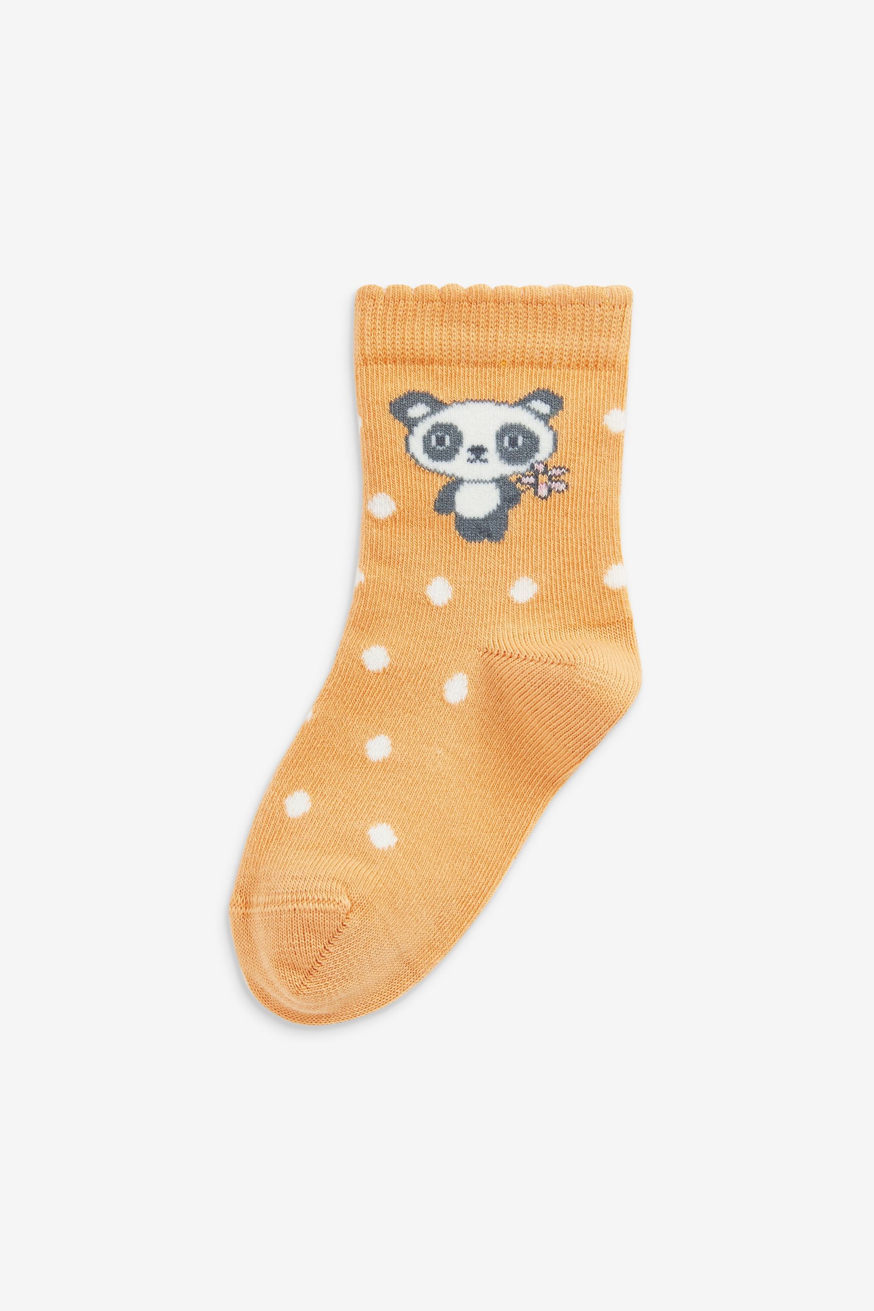 Pink and Yellow 5 Pack Cotton Rich Panda Character Ankle Socks