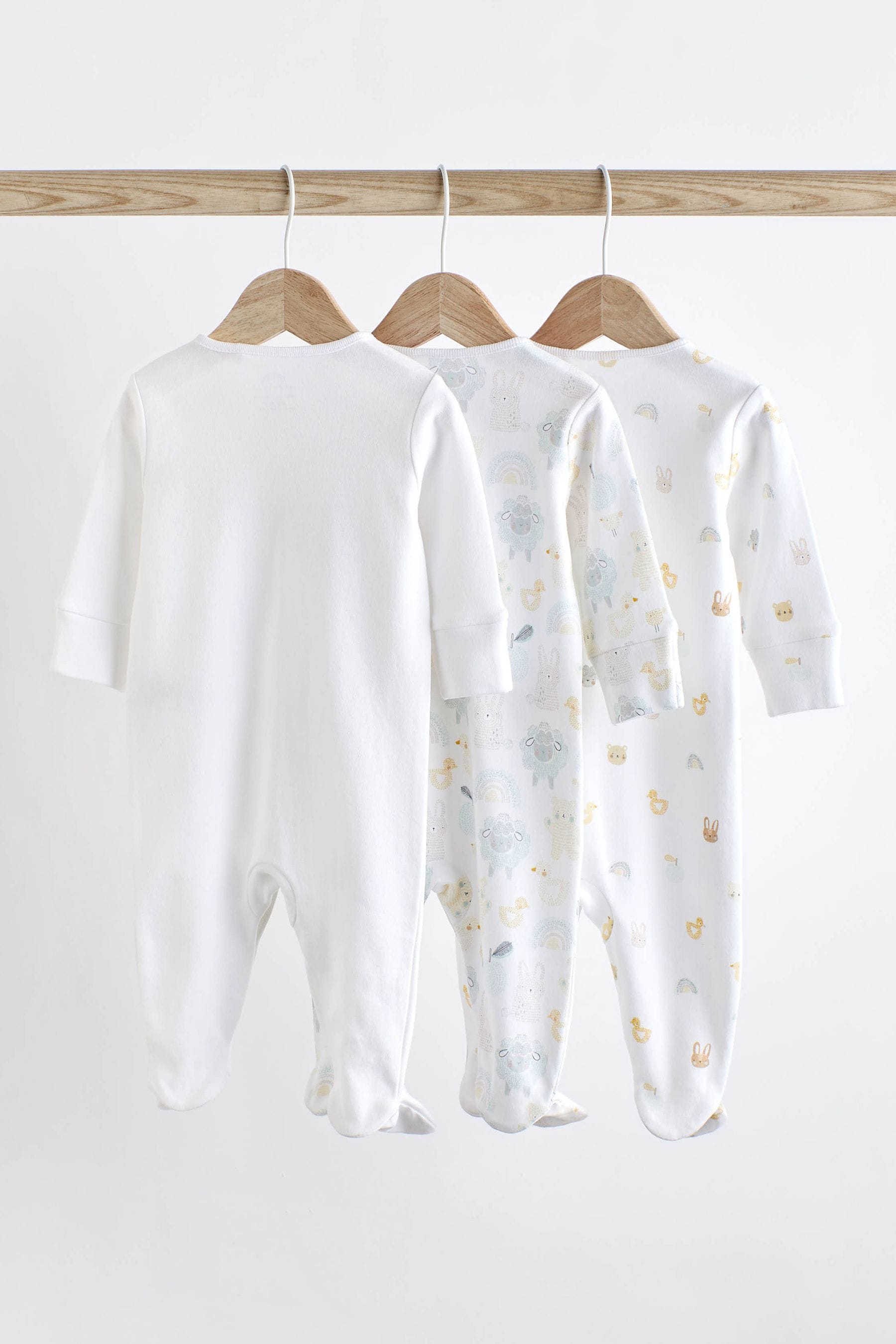 White Delicate Baby Sleepsuits 3 Pack (0-2yrs)