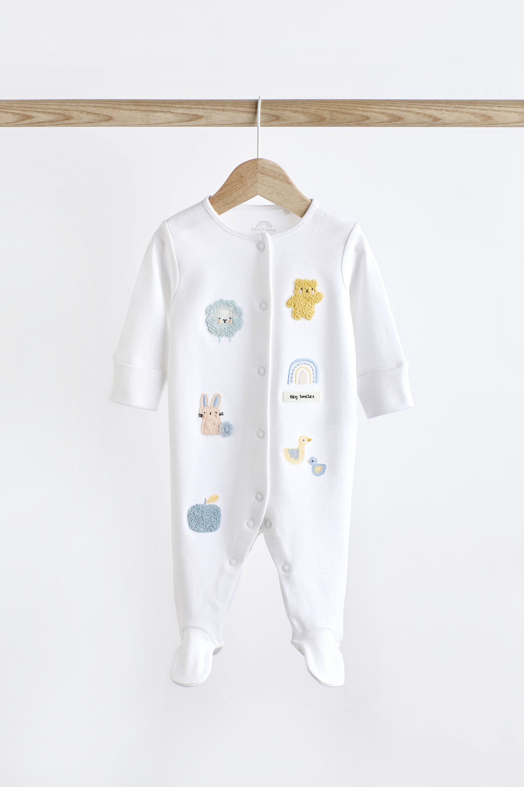 White Delicate Baby Sleepsuits 3 Pack (0-2yrs)