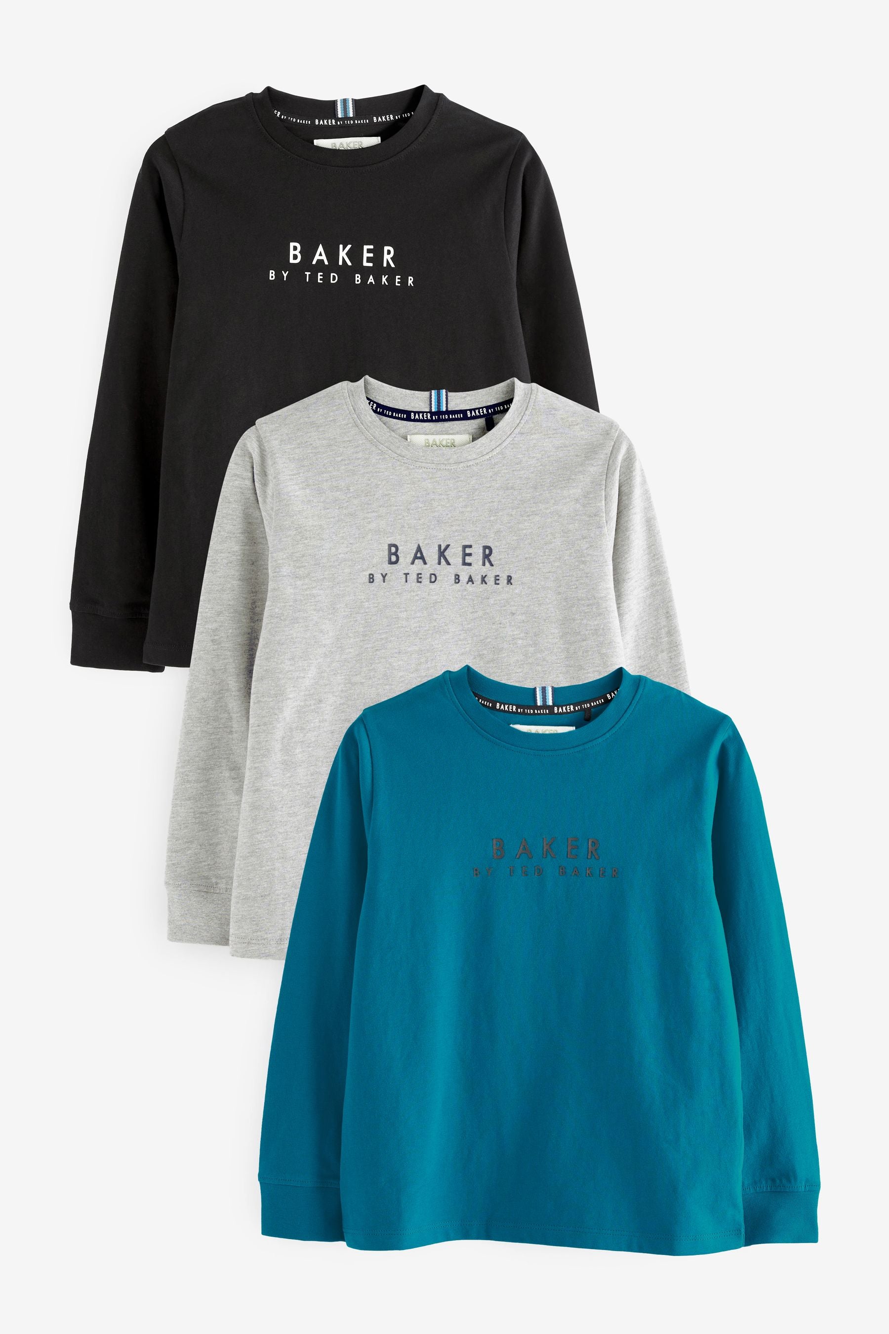 Baker by Ted Baker Multi 100% Cotton Long Sleeve T-Shirts 3 Pack