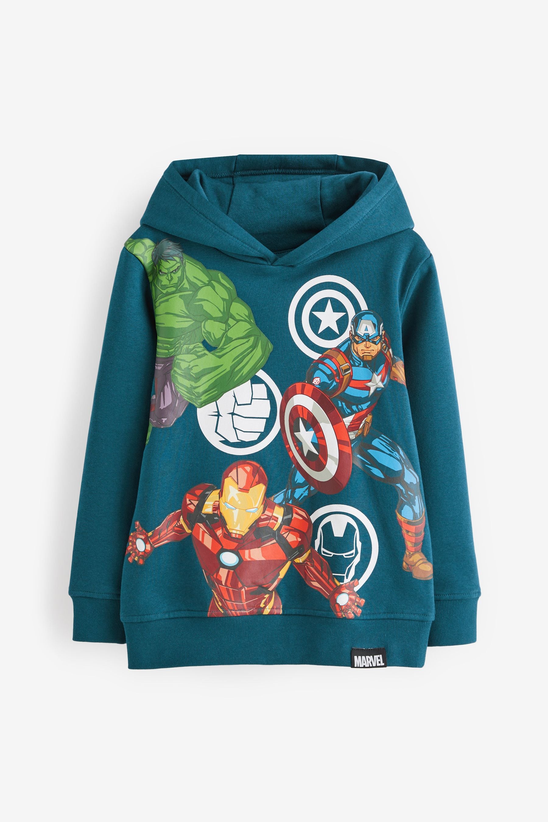 Teal Blue Marvel Graphic License Hoodie (3-16yrs)