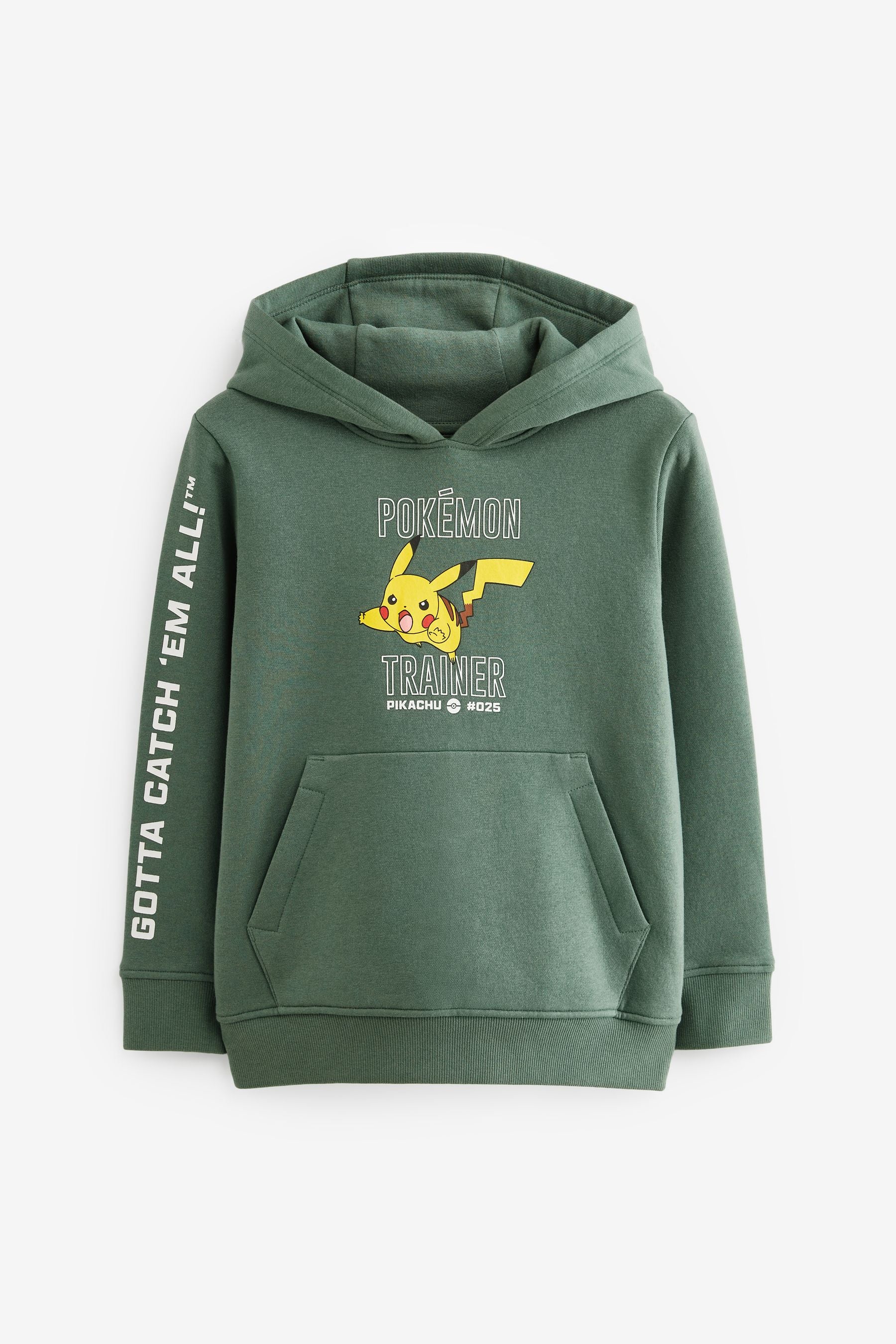 Khaki Green Pokémon License Hoodie (4-16yrs)