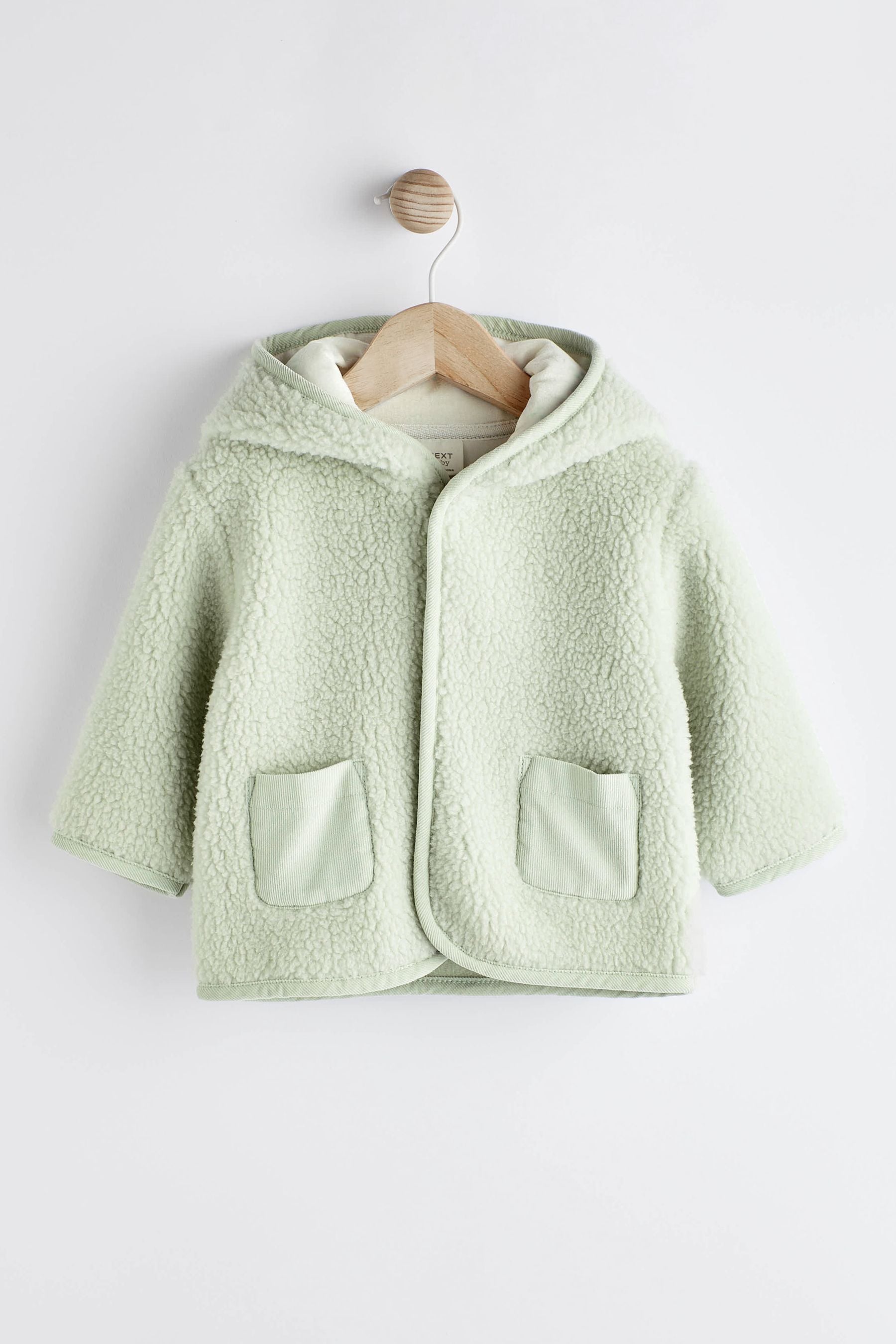 Mint Green Teddy Baby Cosy Fleece Borg Jacket