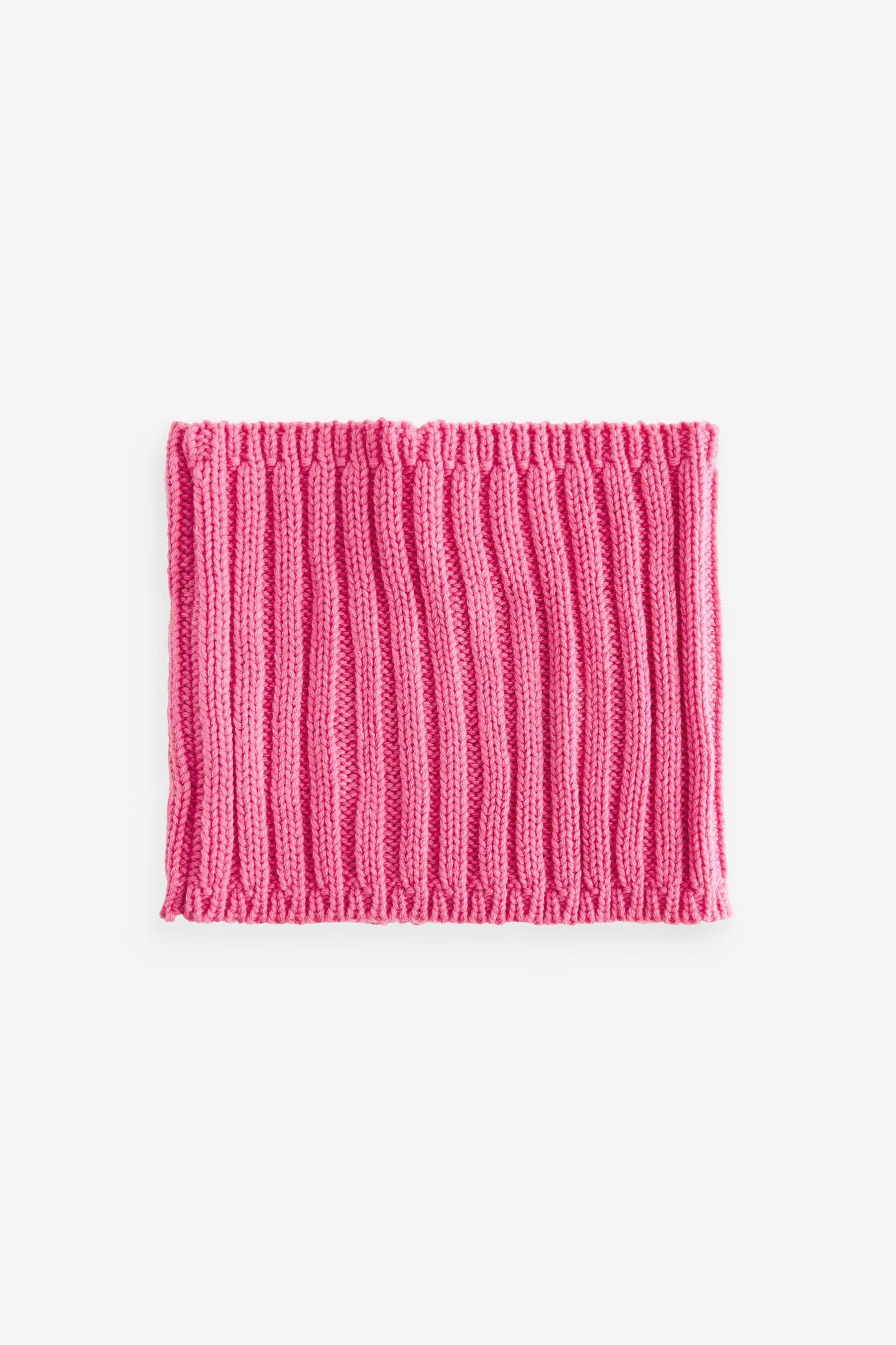 Bright Pink Ribbed Knitted Snood (1-16yrs)