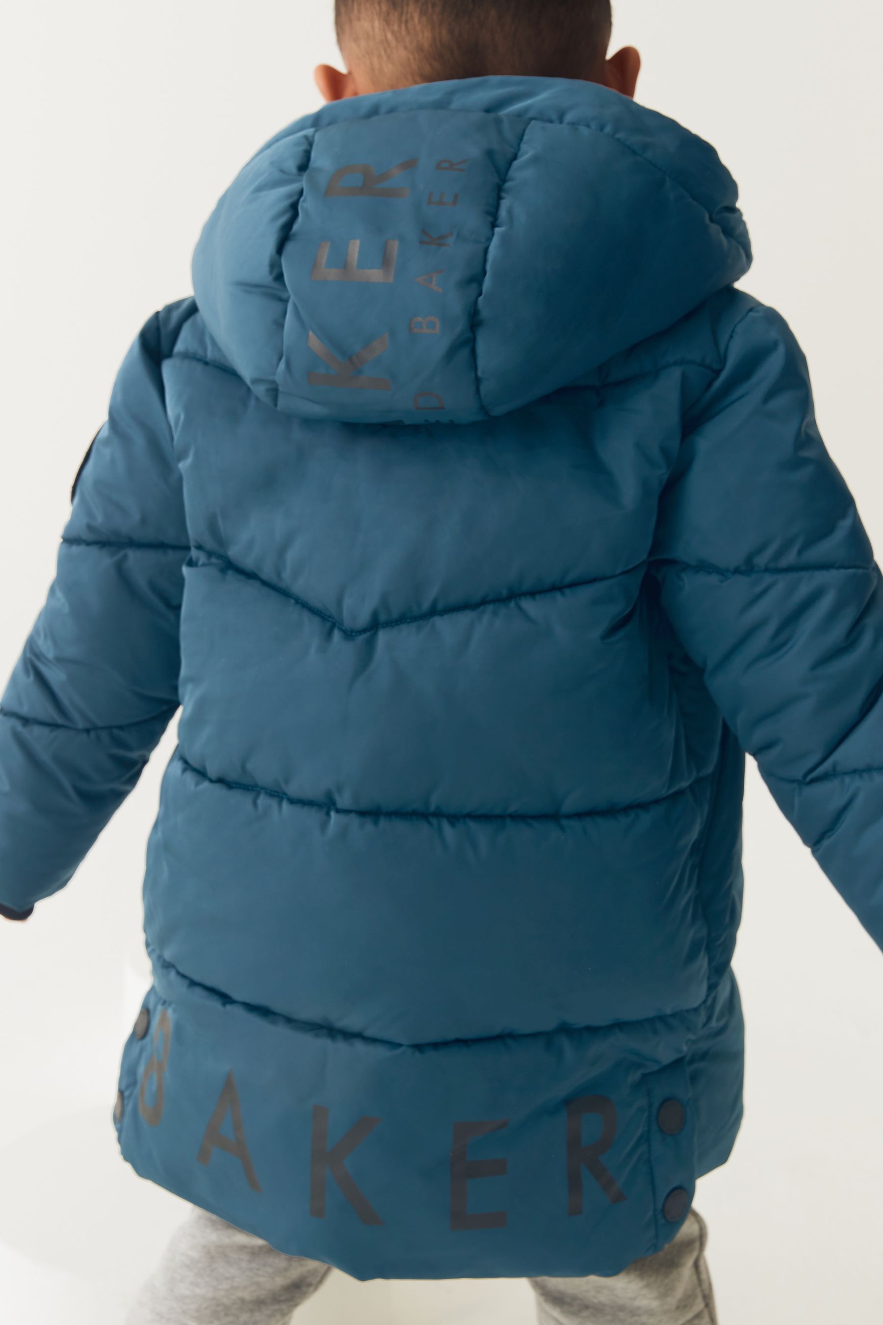 Baker by Ted Baker Blue Shower Resistant Longline Padded Coat