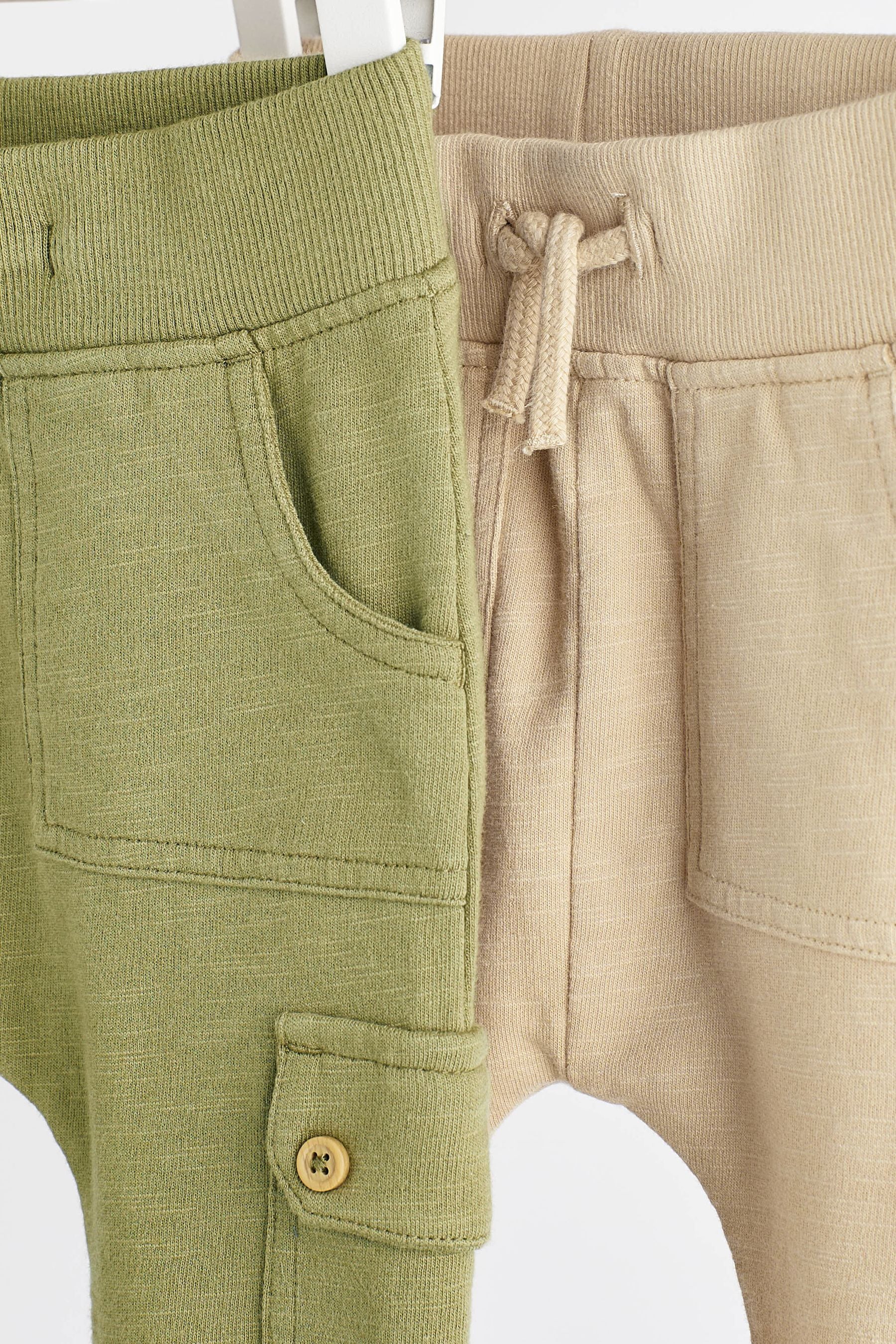 Khaki Green/Cream Baby Cargo Joggers 2 Pack