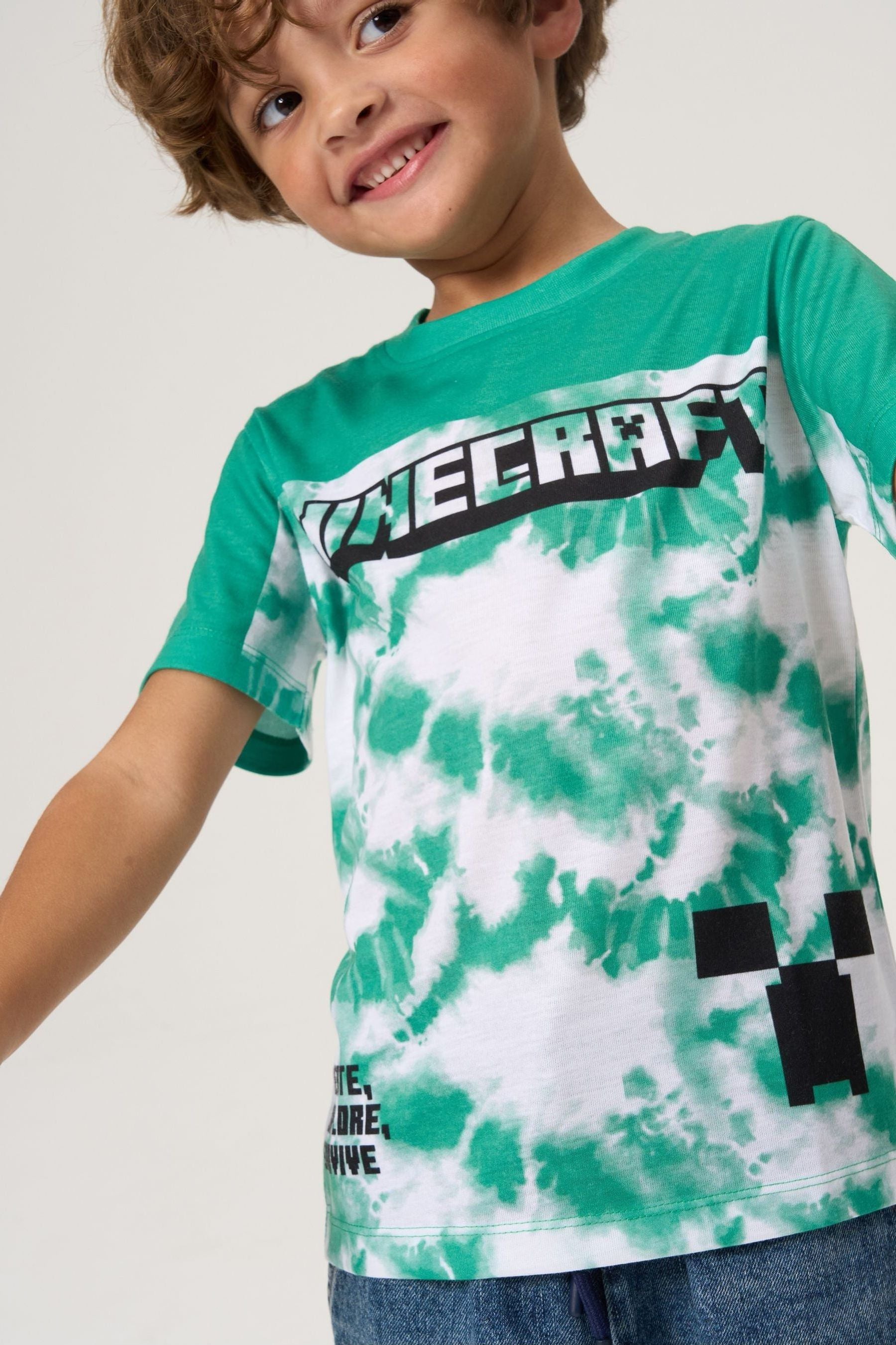 Green Angel & Rocket Minecraft Colourblock T-Shirt