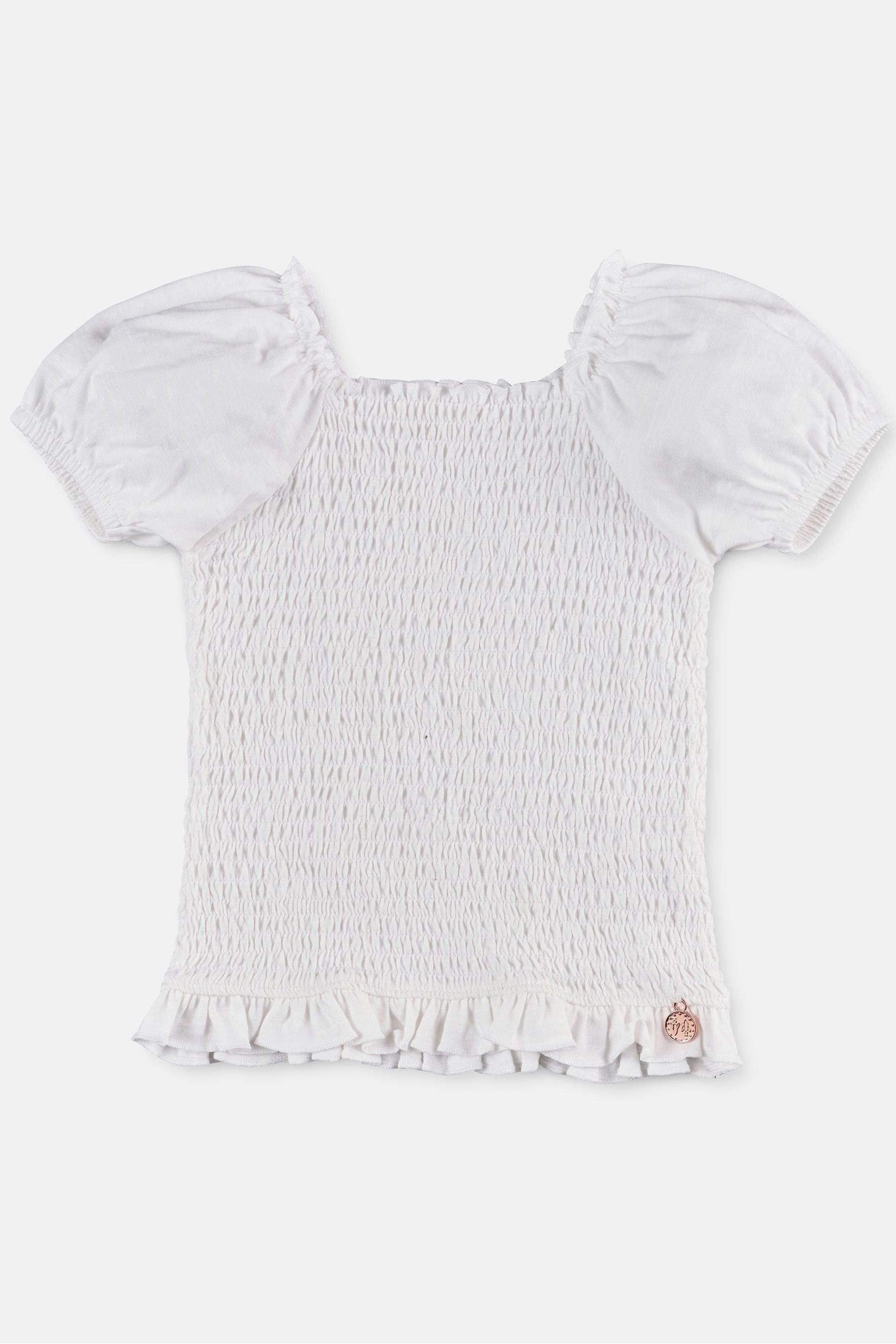 Angel & Rocket White Shirred Charlie Jersey Top