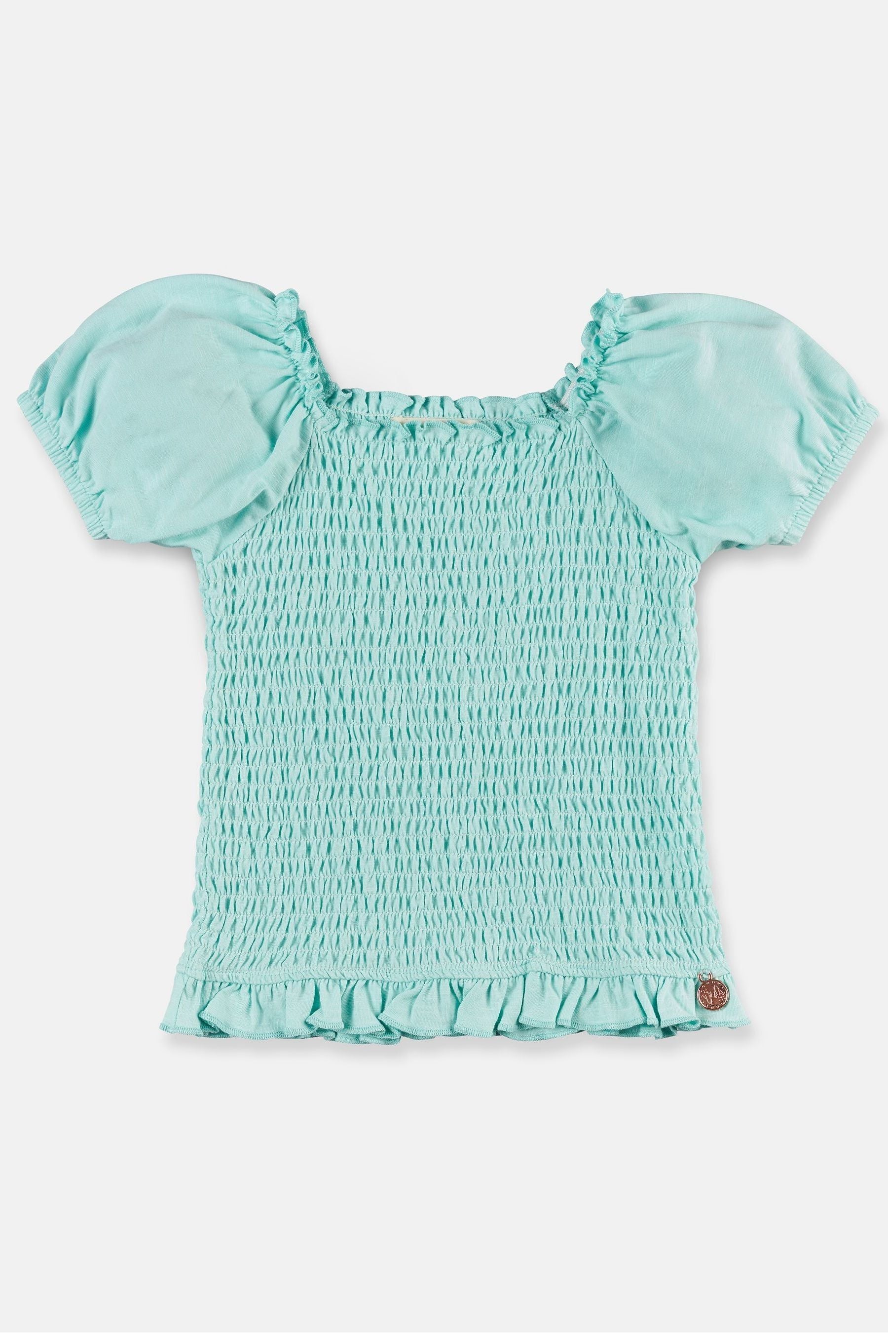 Angel & Rocket Turquoise/Green Charlie Shirred Jersey Top