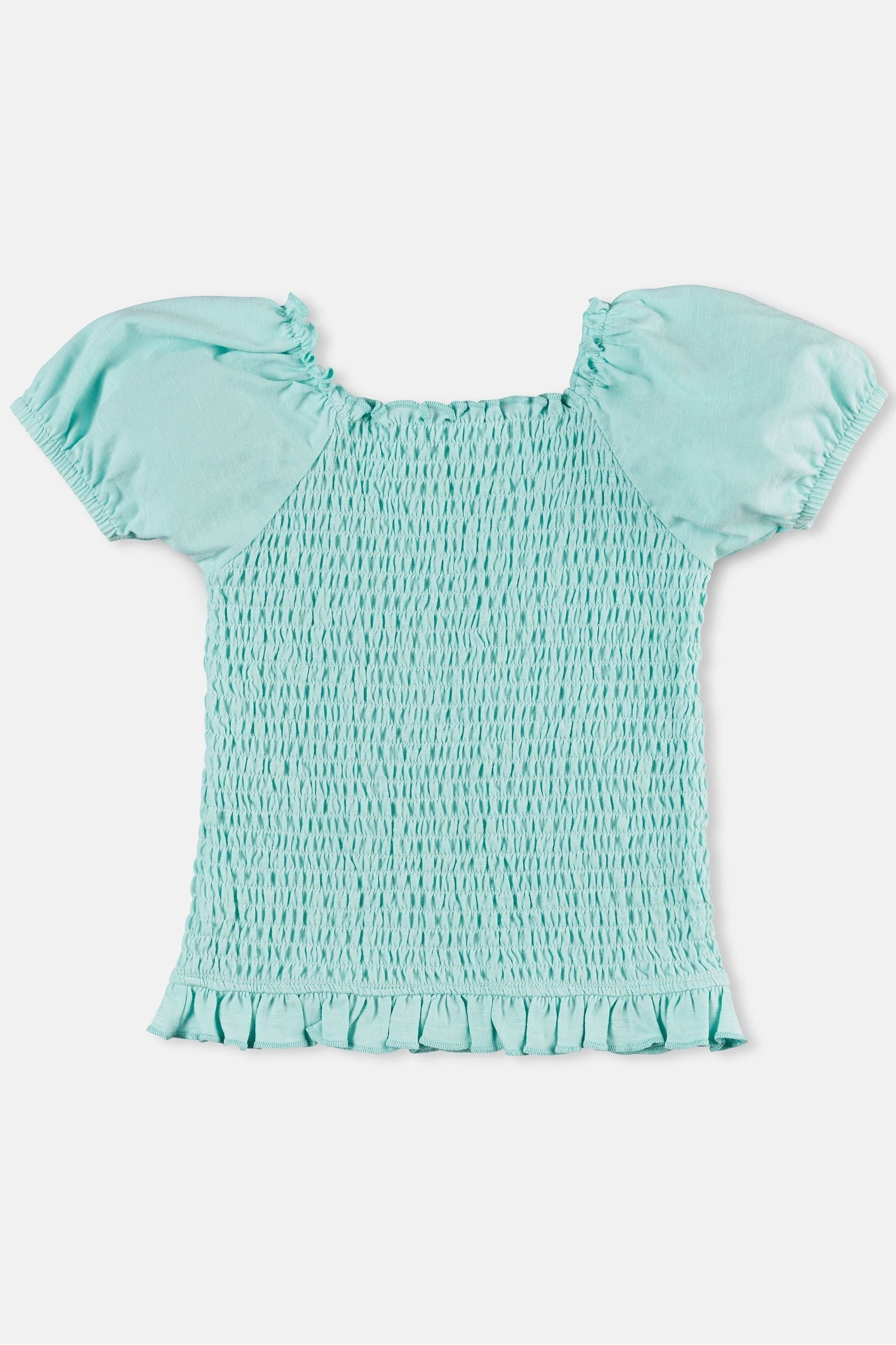 Angel & Rocket Turquoise/Green Charlie Shirred Jersey Top