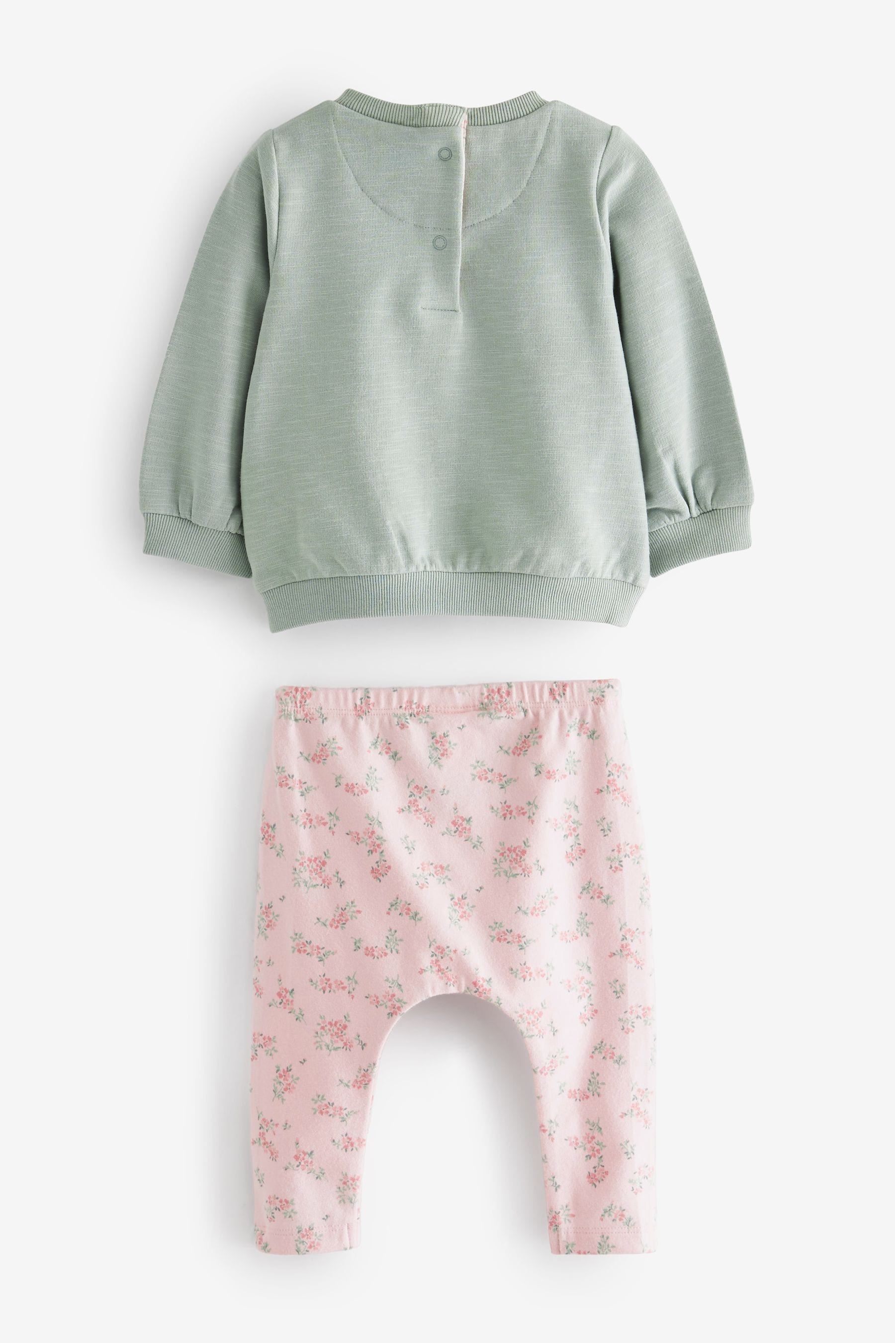 Mint Green Floral Baby Cosy Sweater And Leggings 2 Piece Set