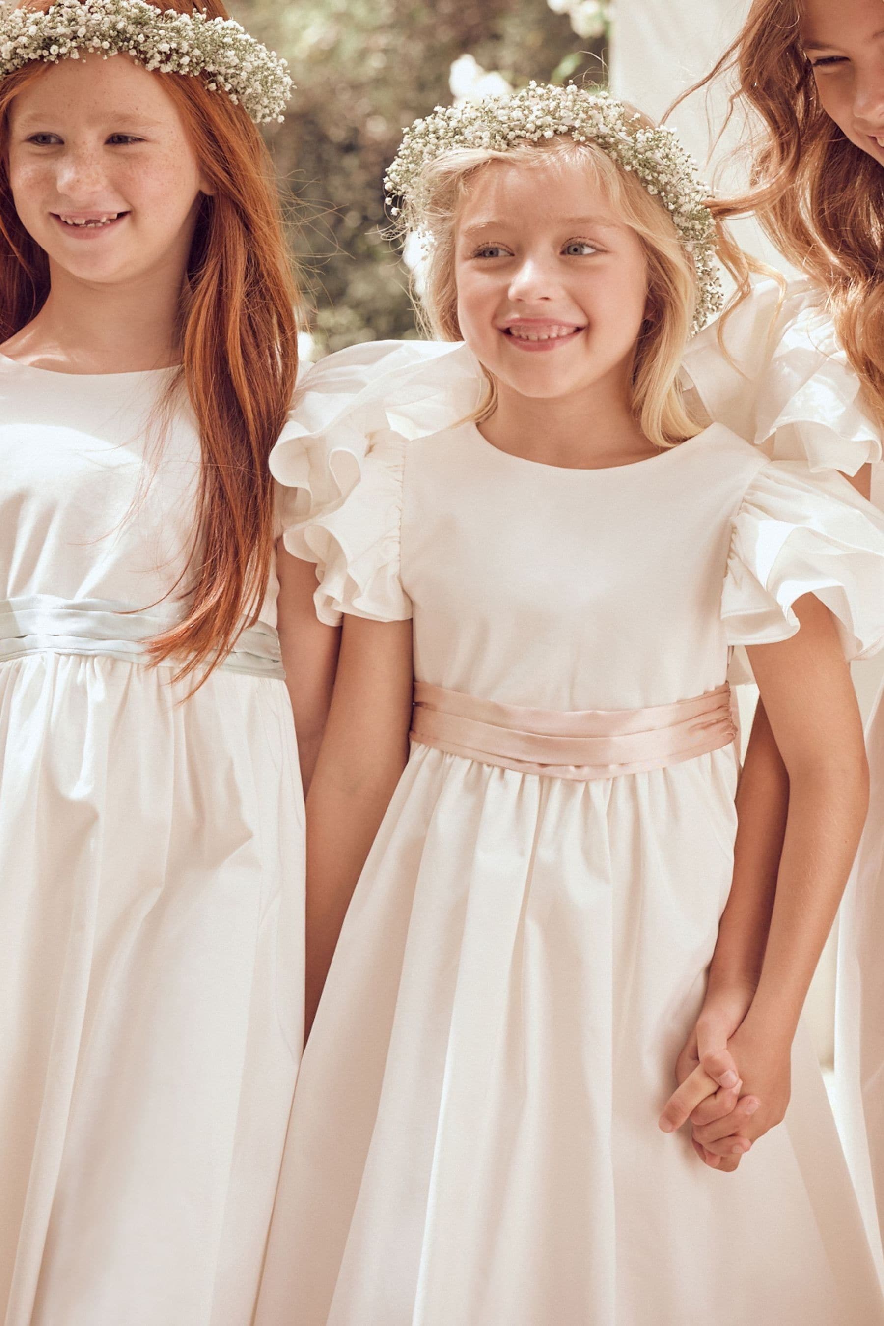 White/Blue Angel & Rocket Taffeta Ruffle Bow Sylvie Dress