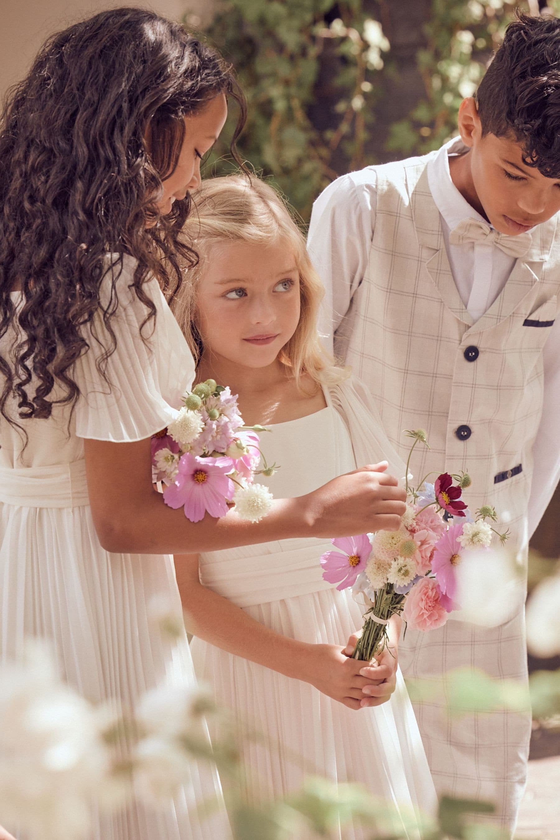 Angel & Rocket White Pleated Ballerina Occasion Bow Dress